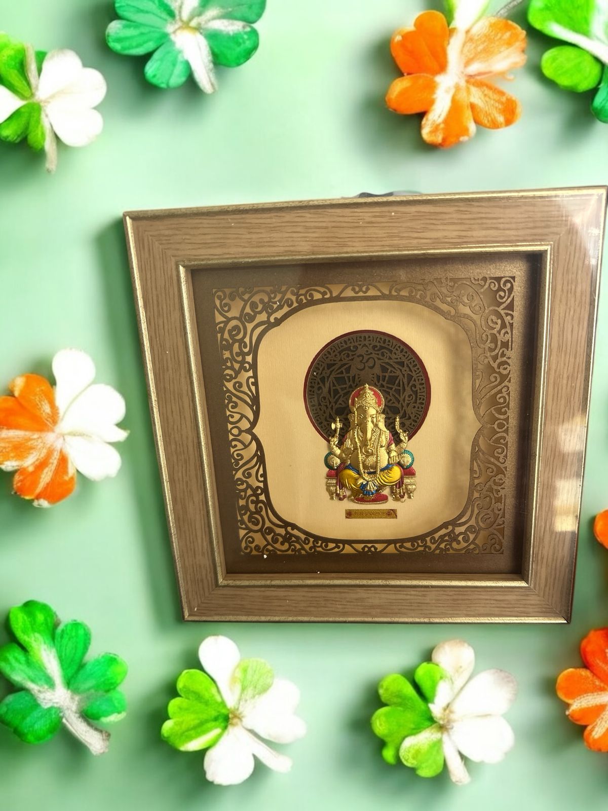24K Gold Ganesh Frame - Elegant Divine Art