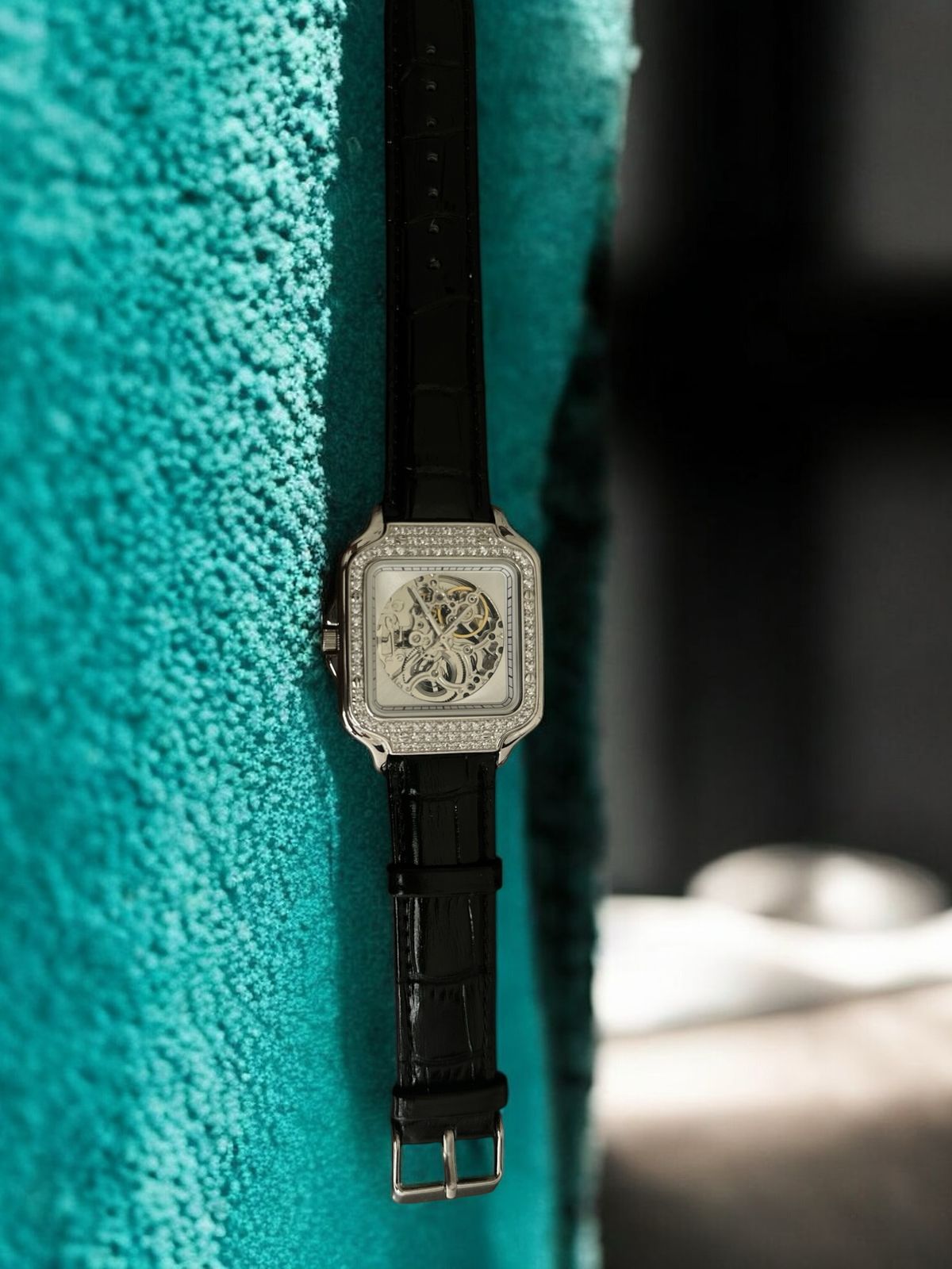 Silver Watch with Black Leather