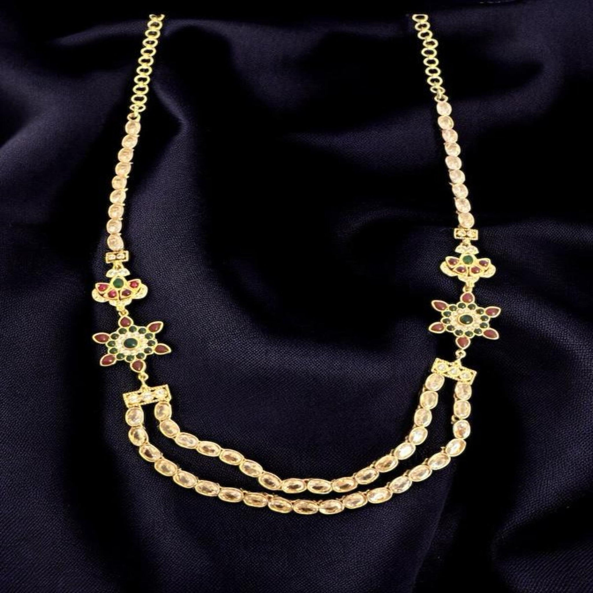 Emerald Ruby Cz stones Necklace