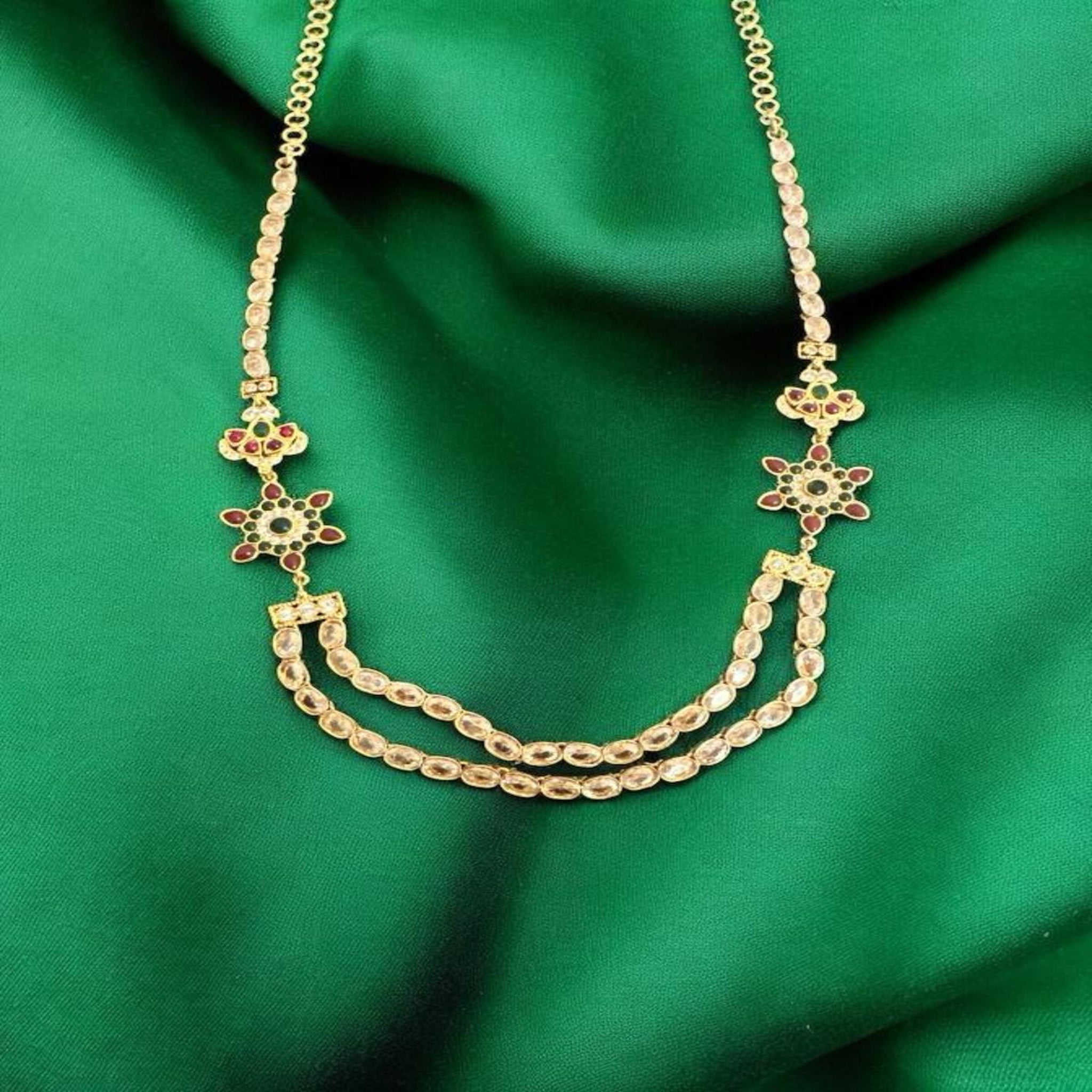 Emerald Ruby cz stones Necklace