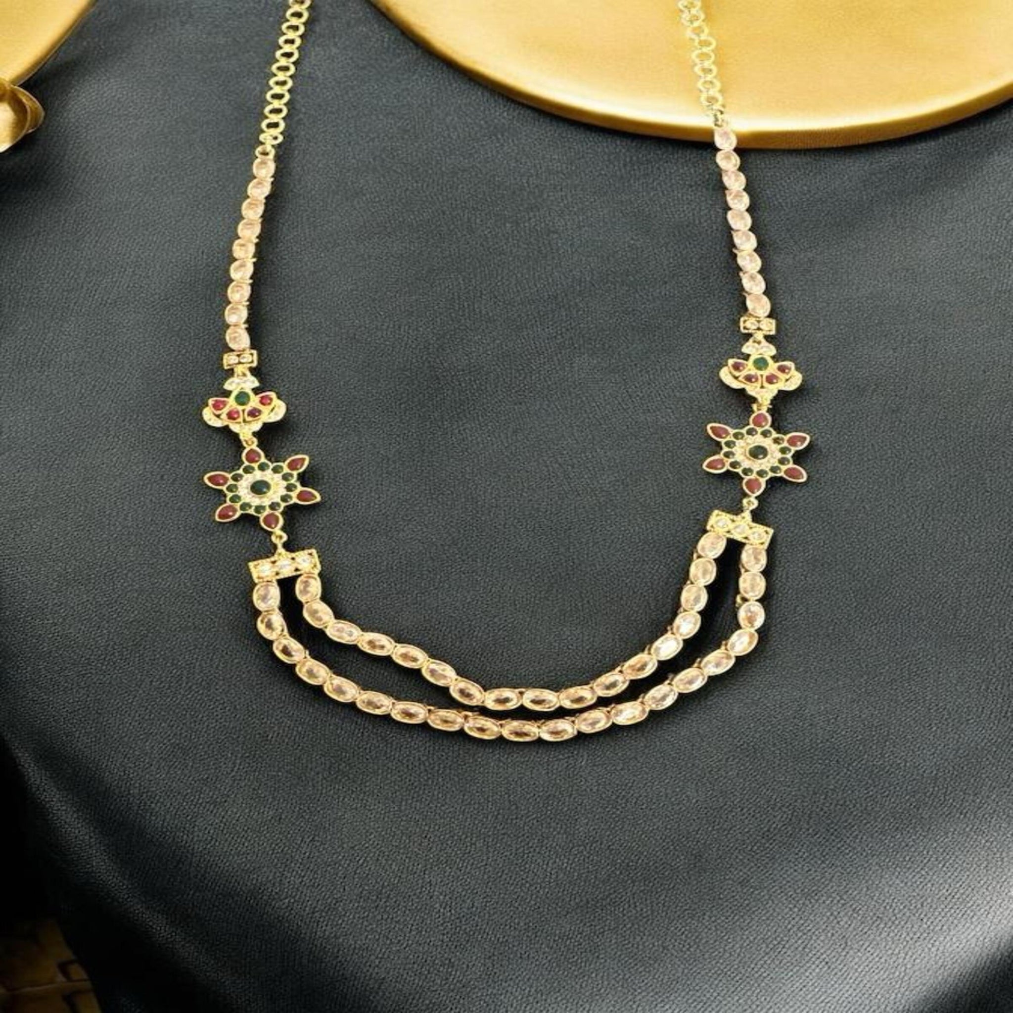 Emerald Ruby cz stones necklace