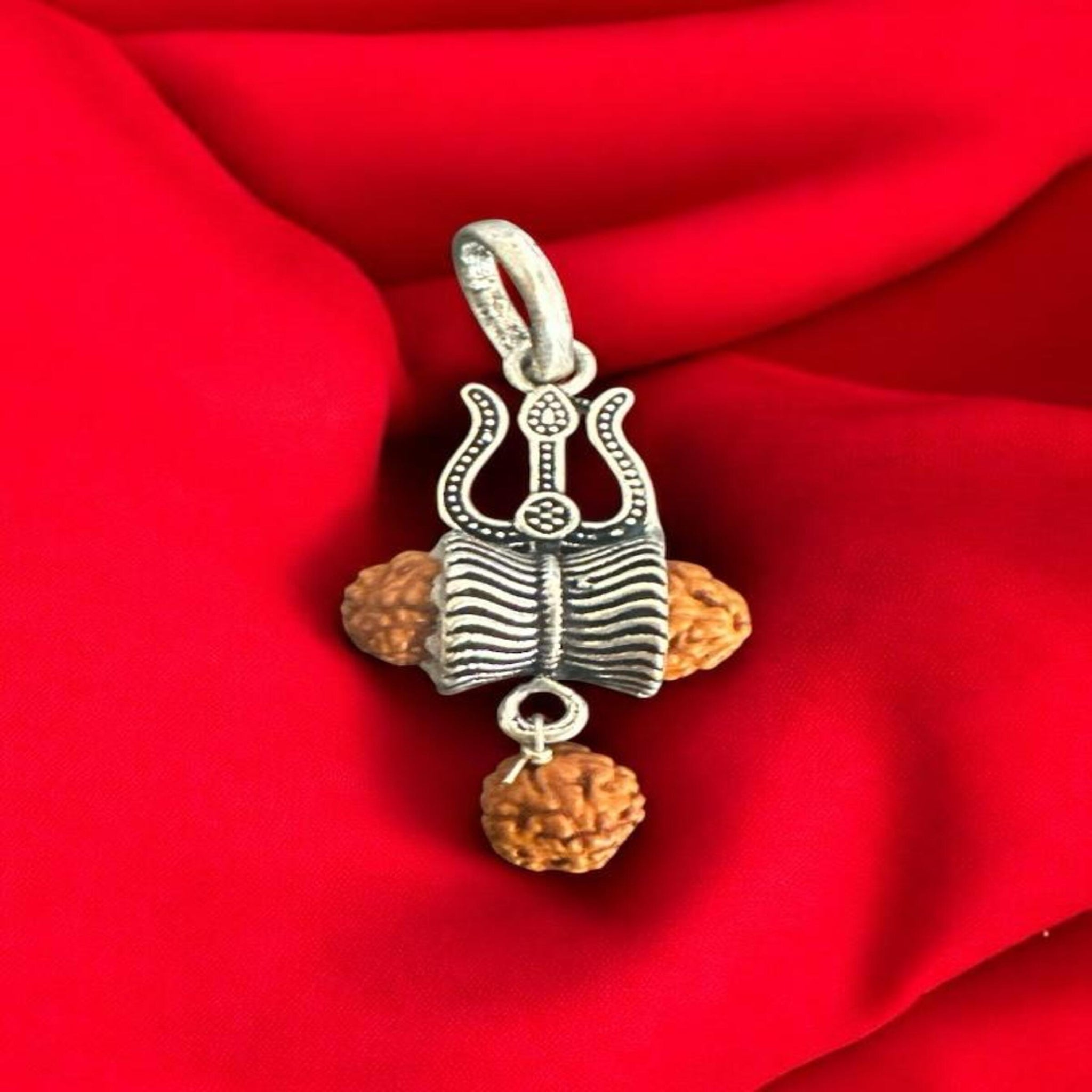 Trishulam pendent with rudraksha hanging