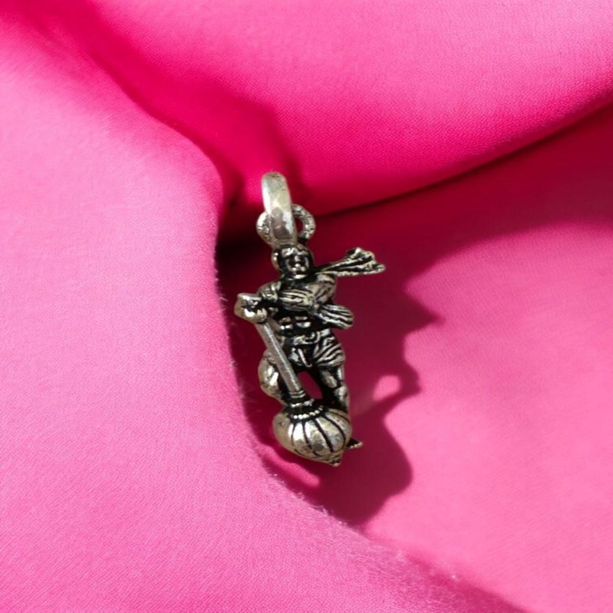 Hanuman with gadha silver pendent