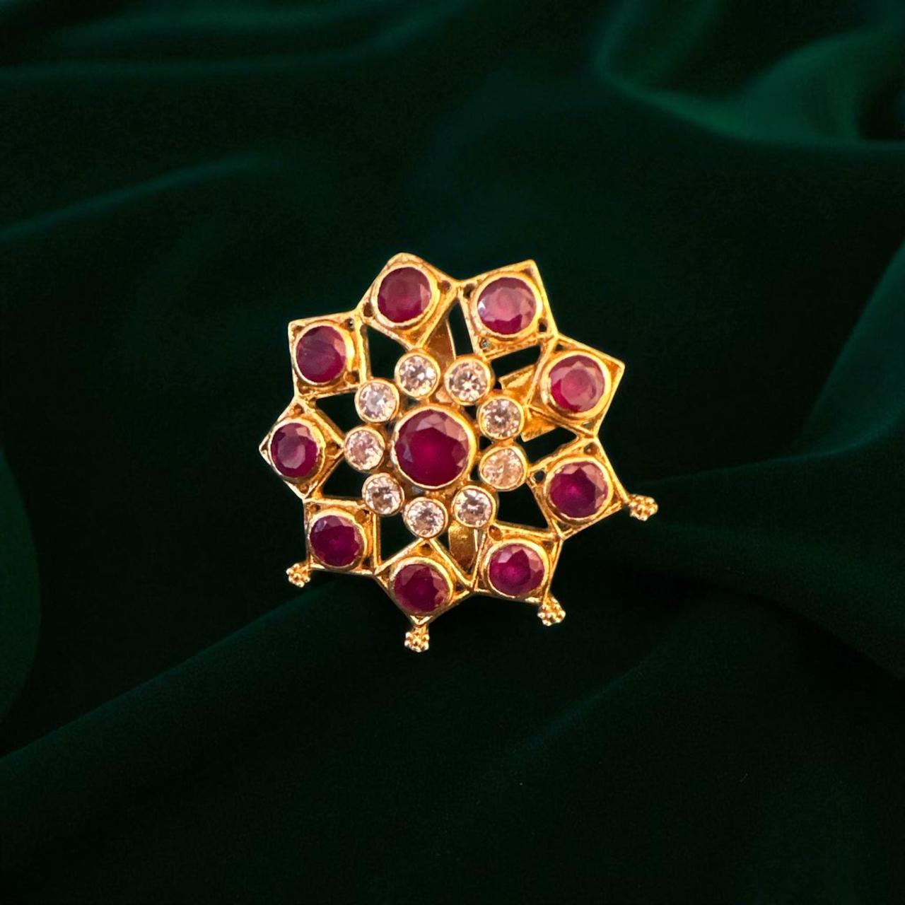 Ruby cz stone pendents with gold polish