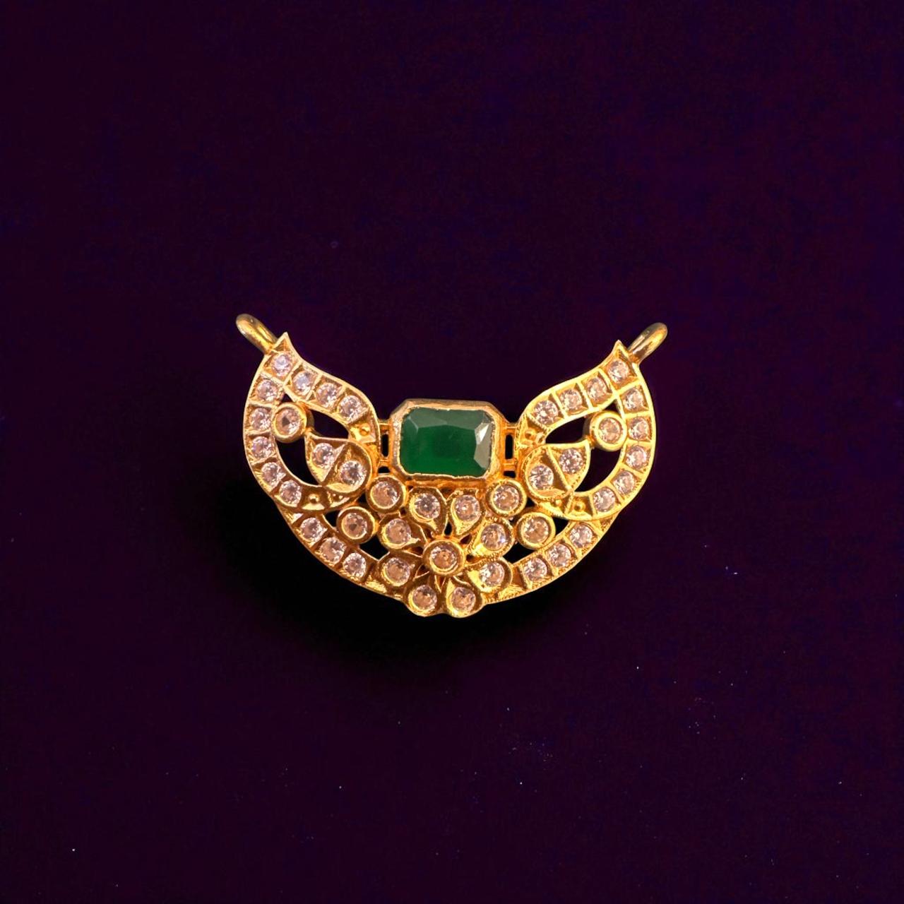Cz emerald cz stone pendent with gold polish