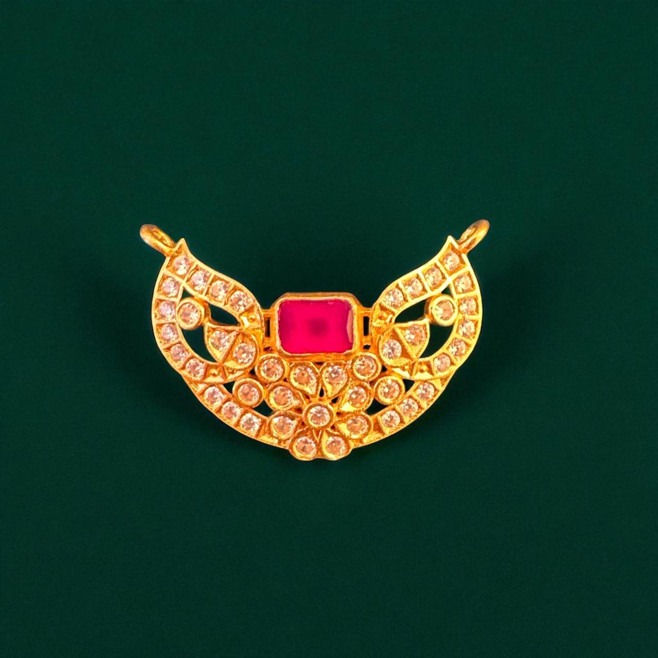 Cz and ruby stone pendent with gold polish