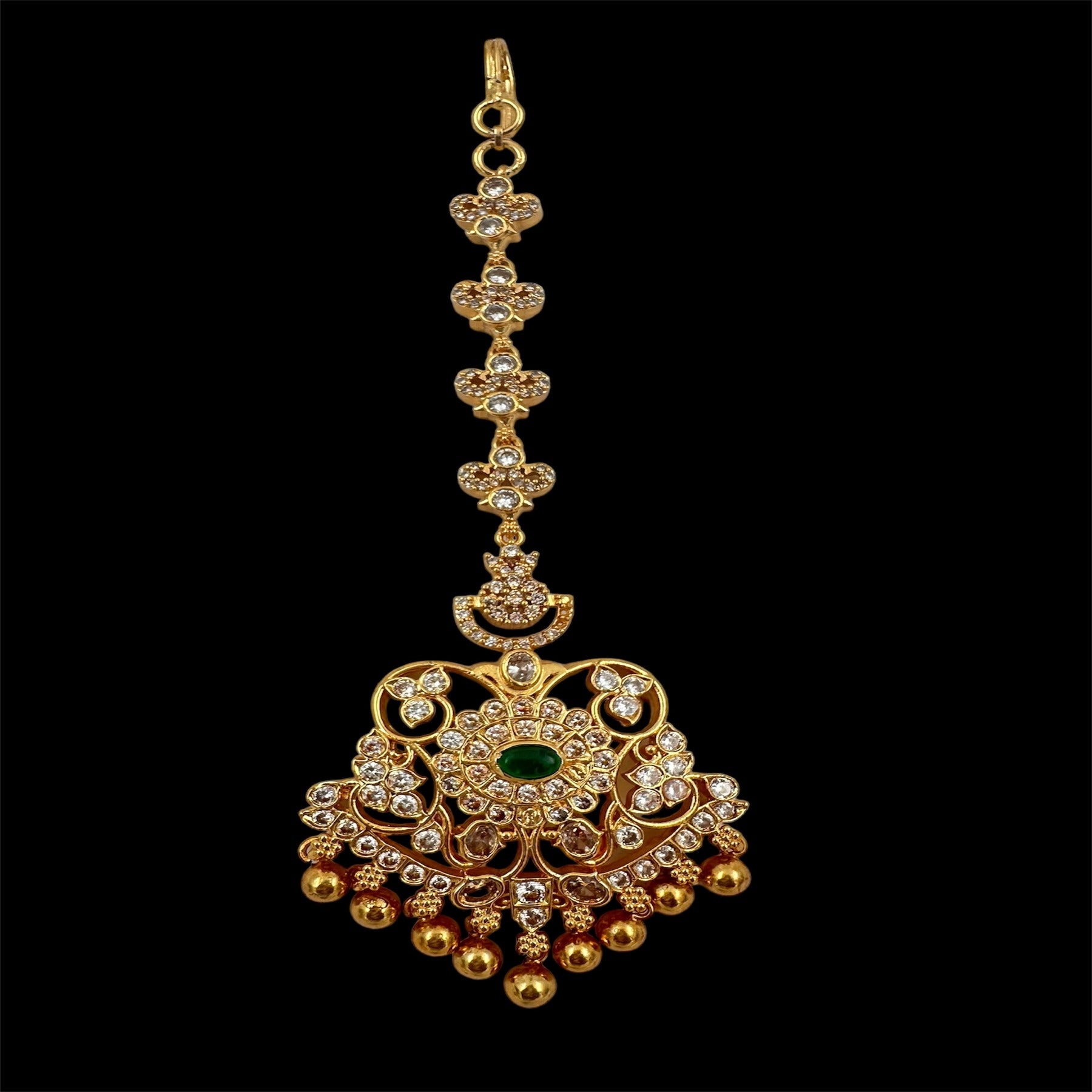 Maang Tikka  with CZ Ruby and Emeralds
