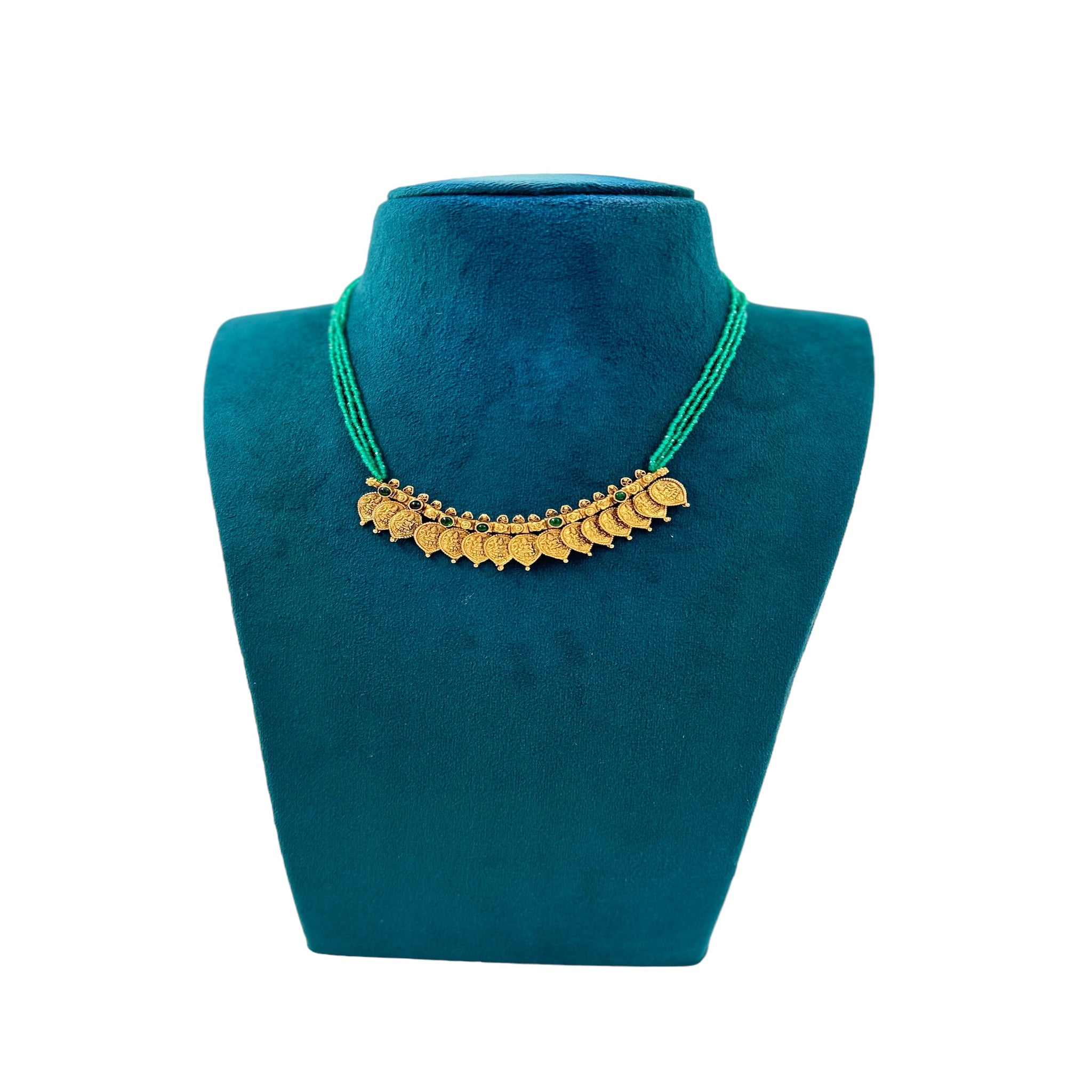 Kasula madal Pendent With Green Beads Chain