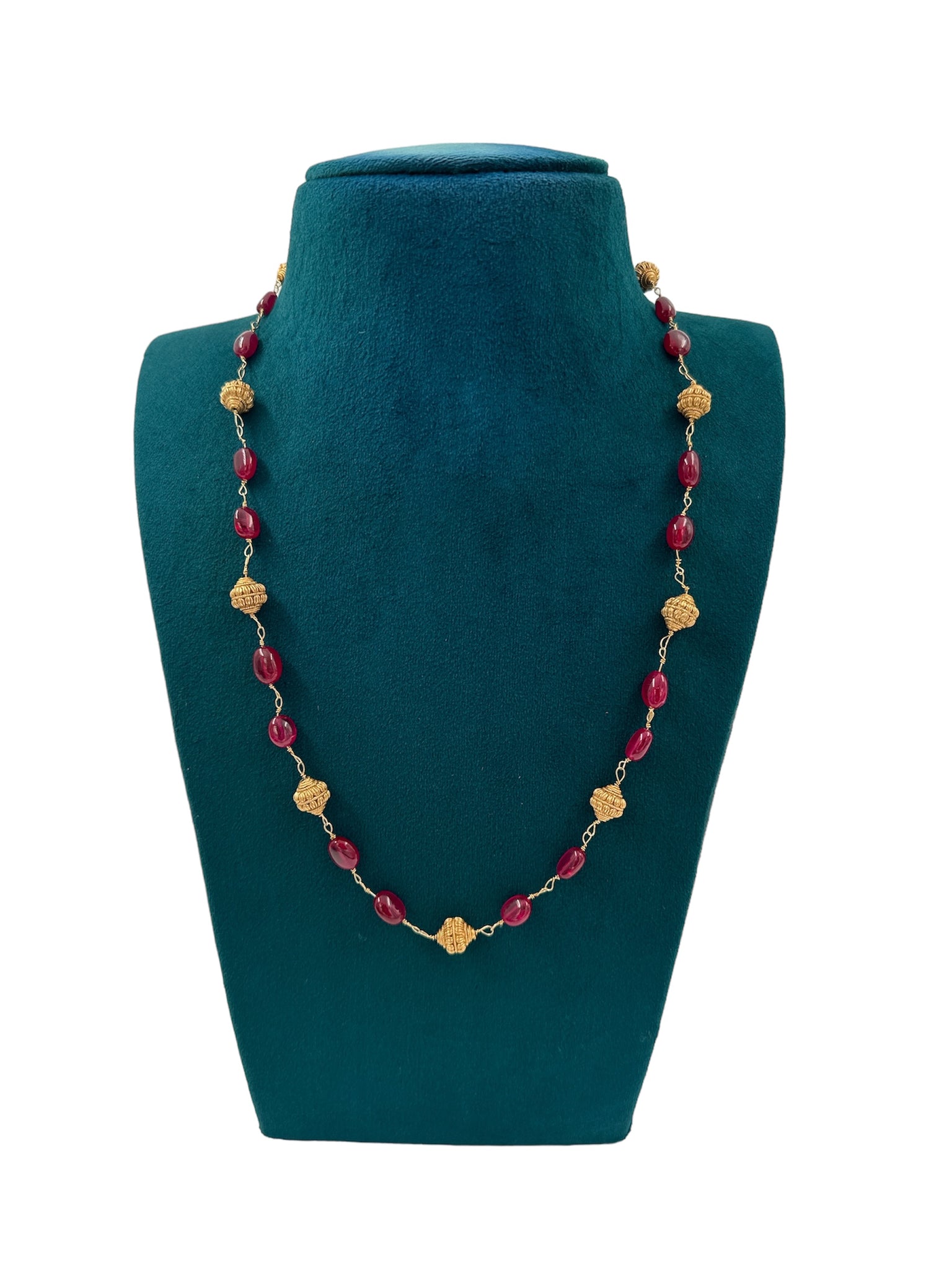 Red Beads and Swaroski pearls Chain