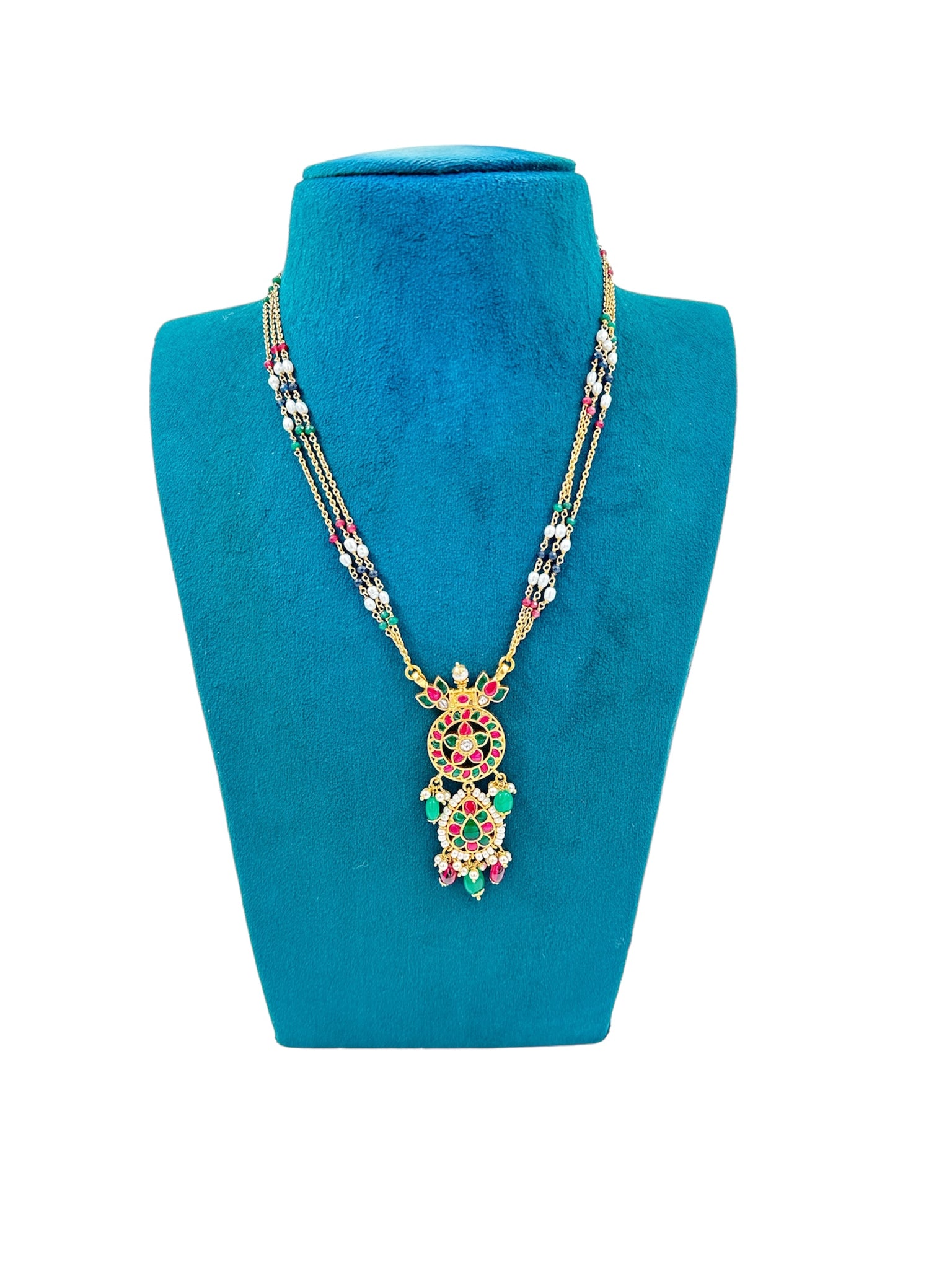 Beads Chain with Green and Red Pendant