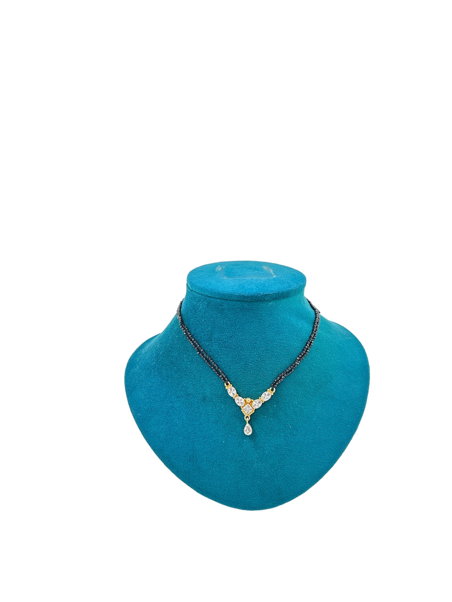Beads Chain with Gold Polish Pendant and Black Beads