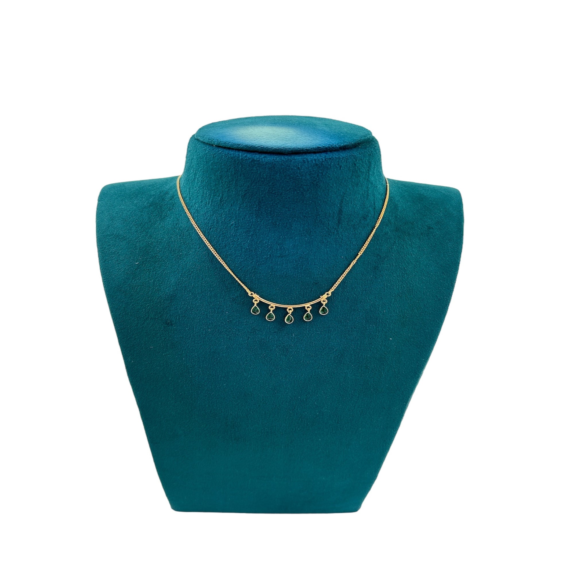 Italian Silver Chain for Women with Emaralds Stone