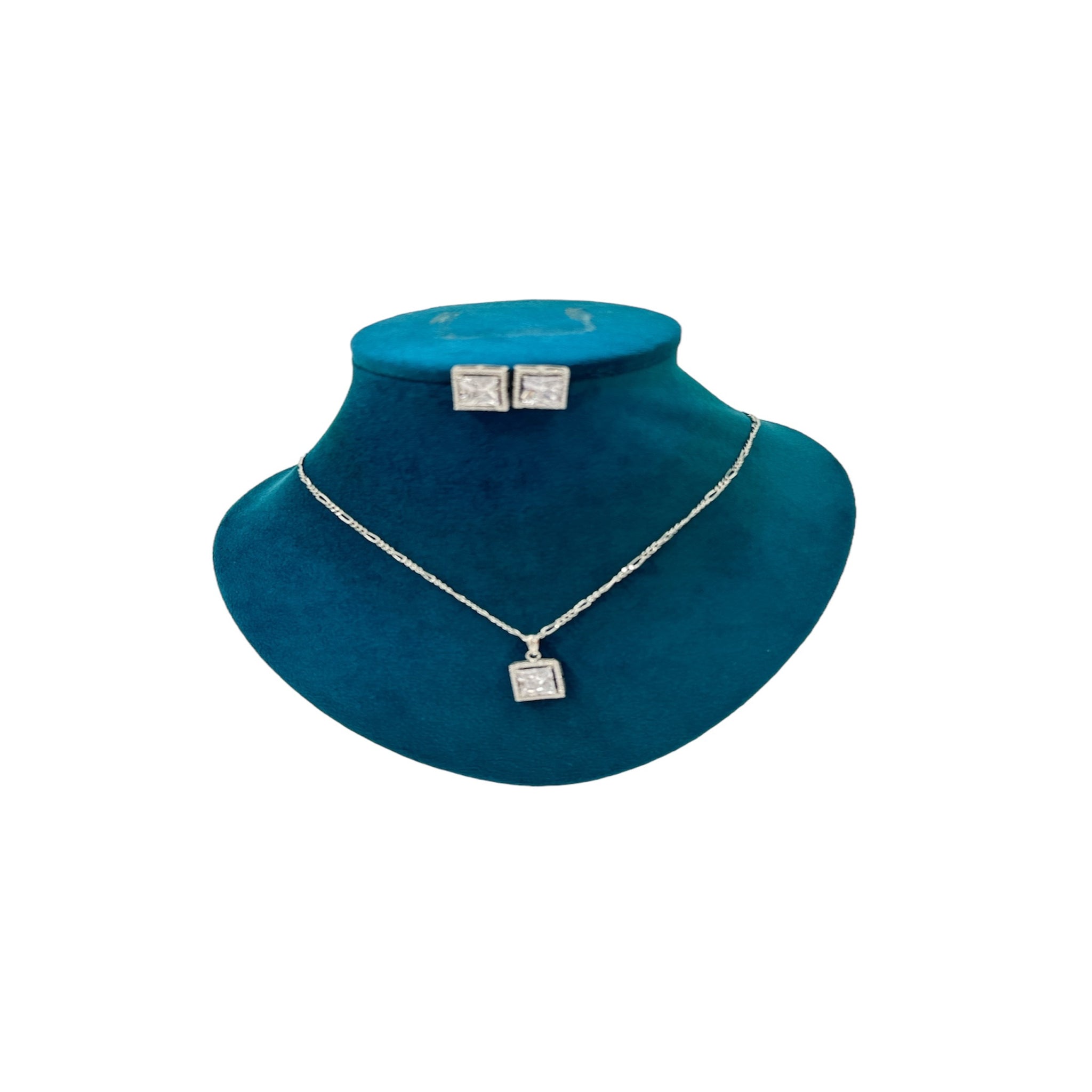 Womens Chain with CZ  Pendent Set and Earrings