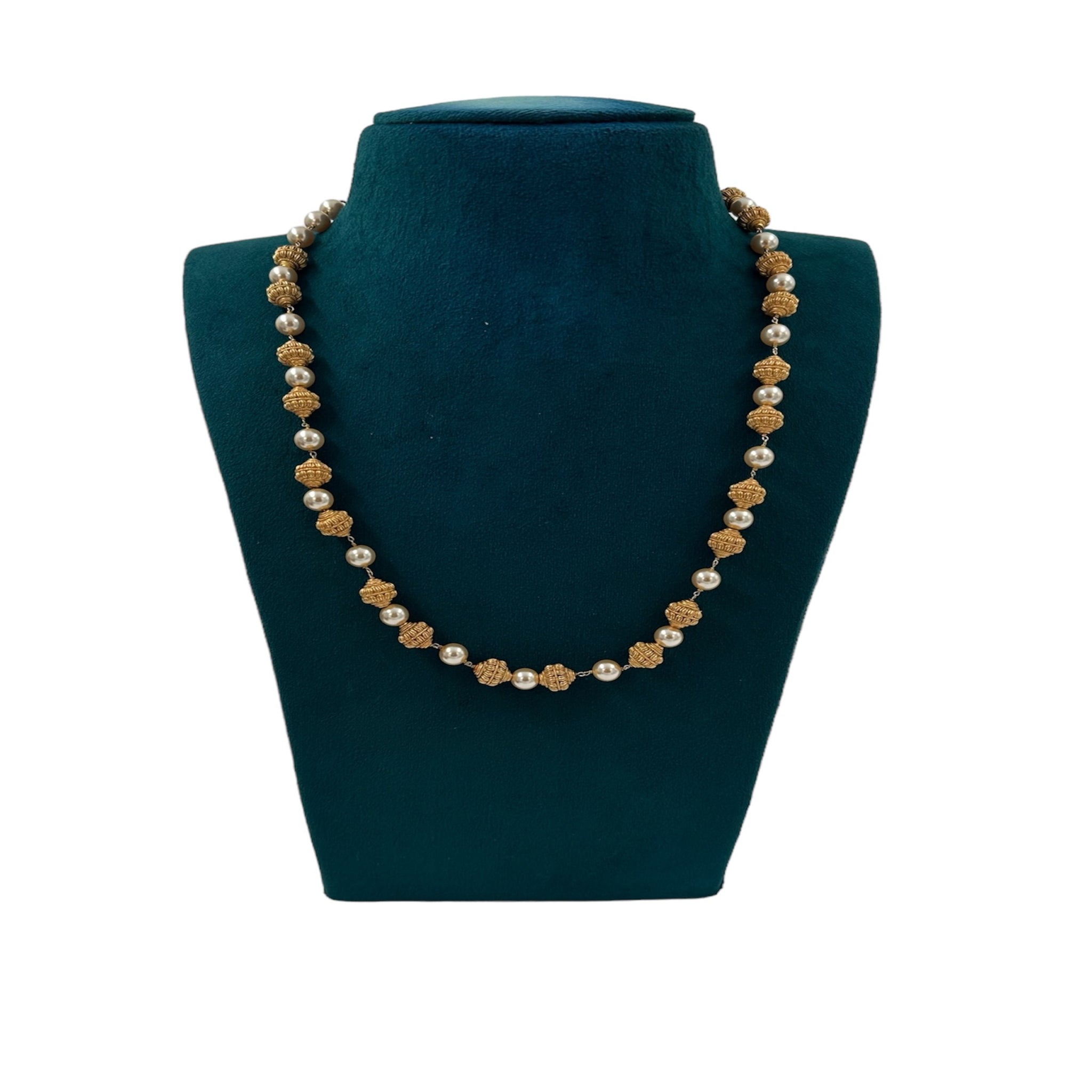Beads Chain with Gold balls and Swaroski Pearls