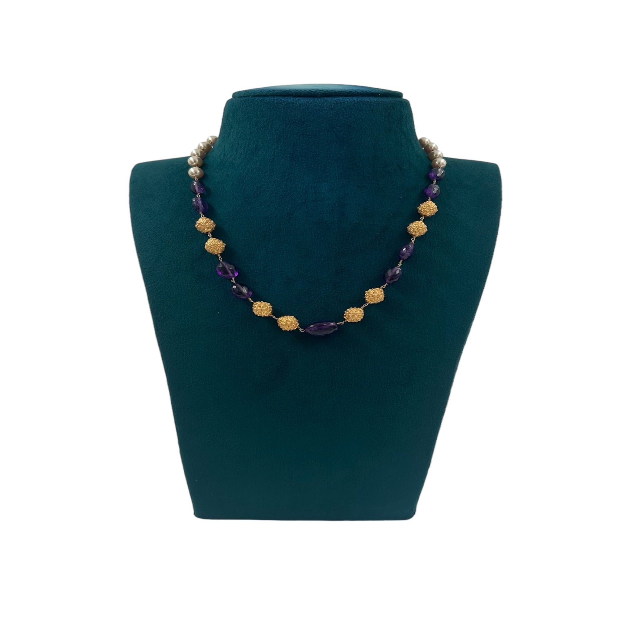 Gold Balls and Blue Stone Chain