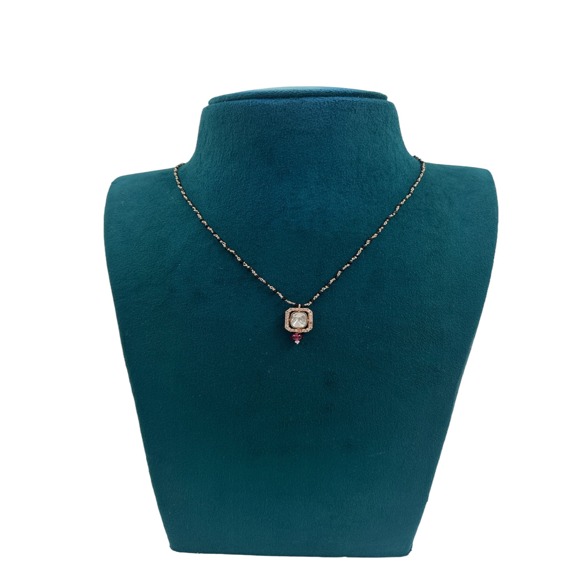 Black Beads With Gold Polish Chain