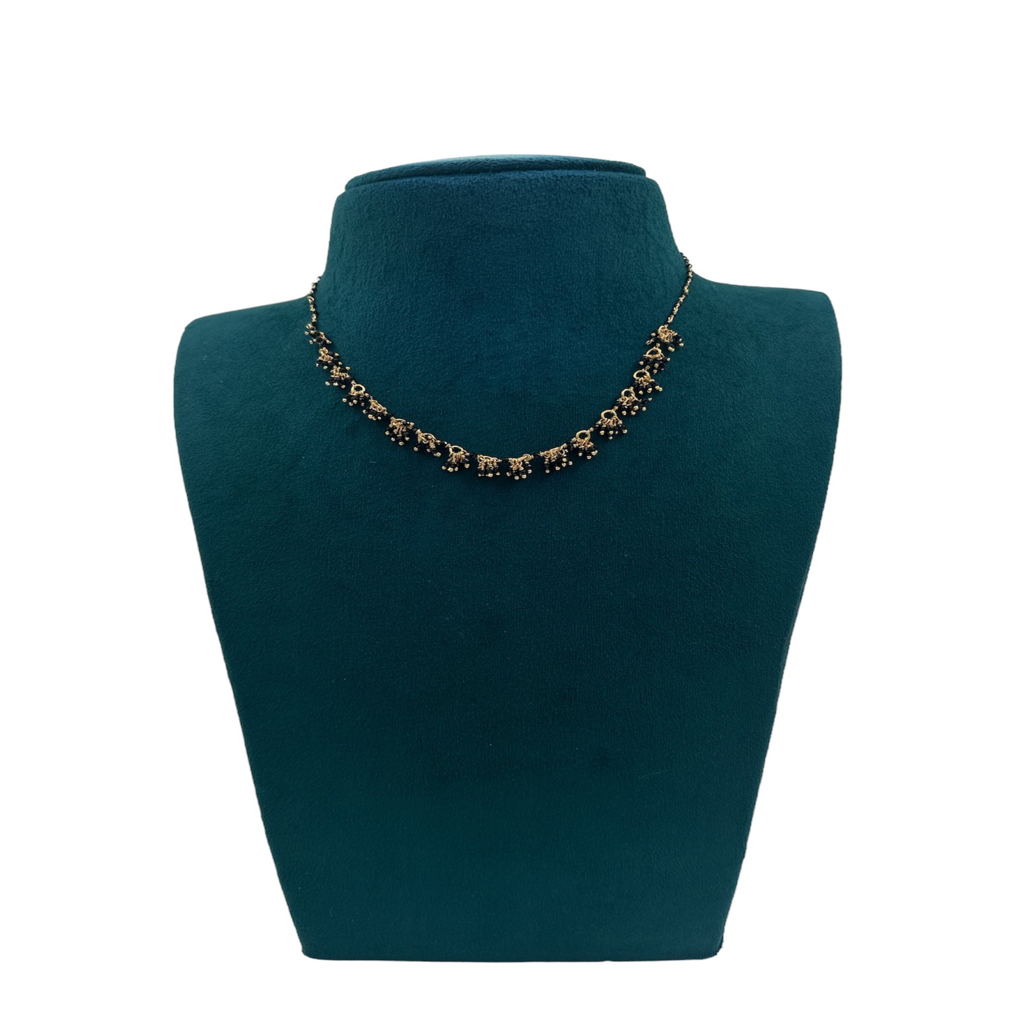 Black Beads Chain With Gold Polish