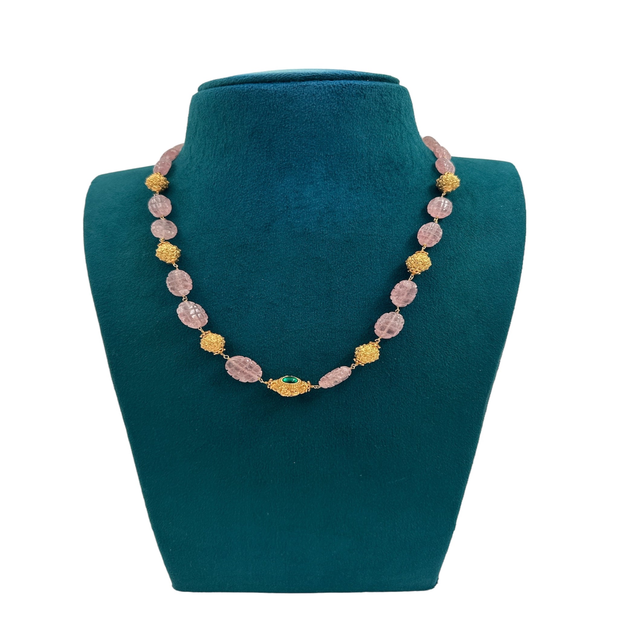 Pink beads Chains with Gold balls