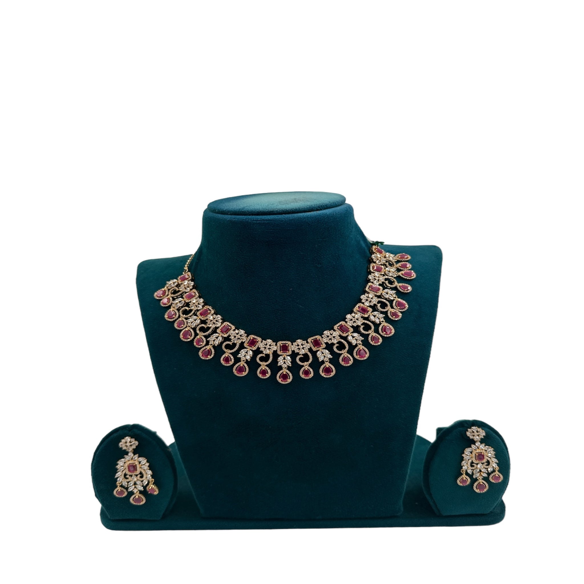 Necklace Set with Cz Ruby Stone