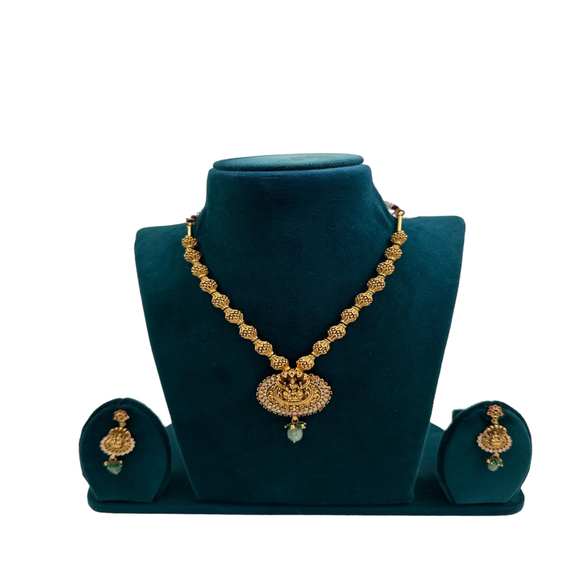 Temple Necklace set with Gold Polish With Balls Design