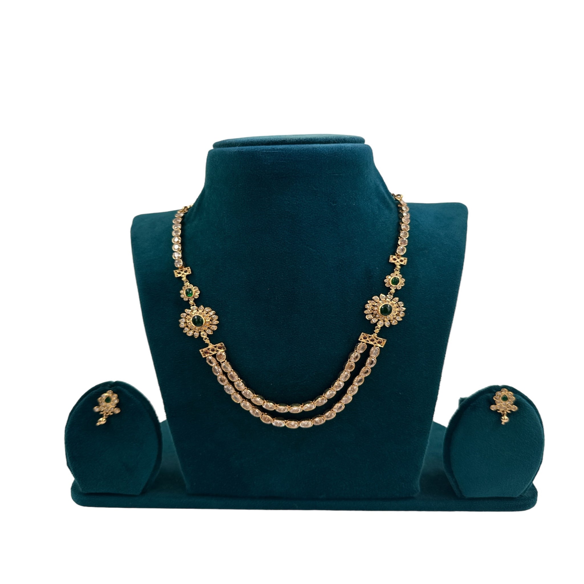 Necklace Set with Emerals Stone Gold Polish