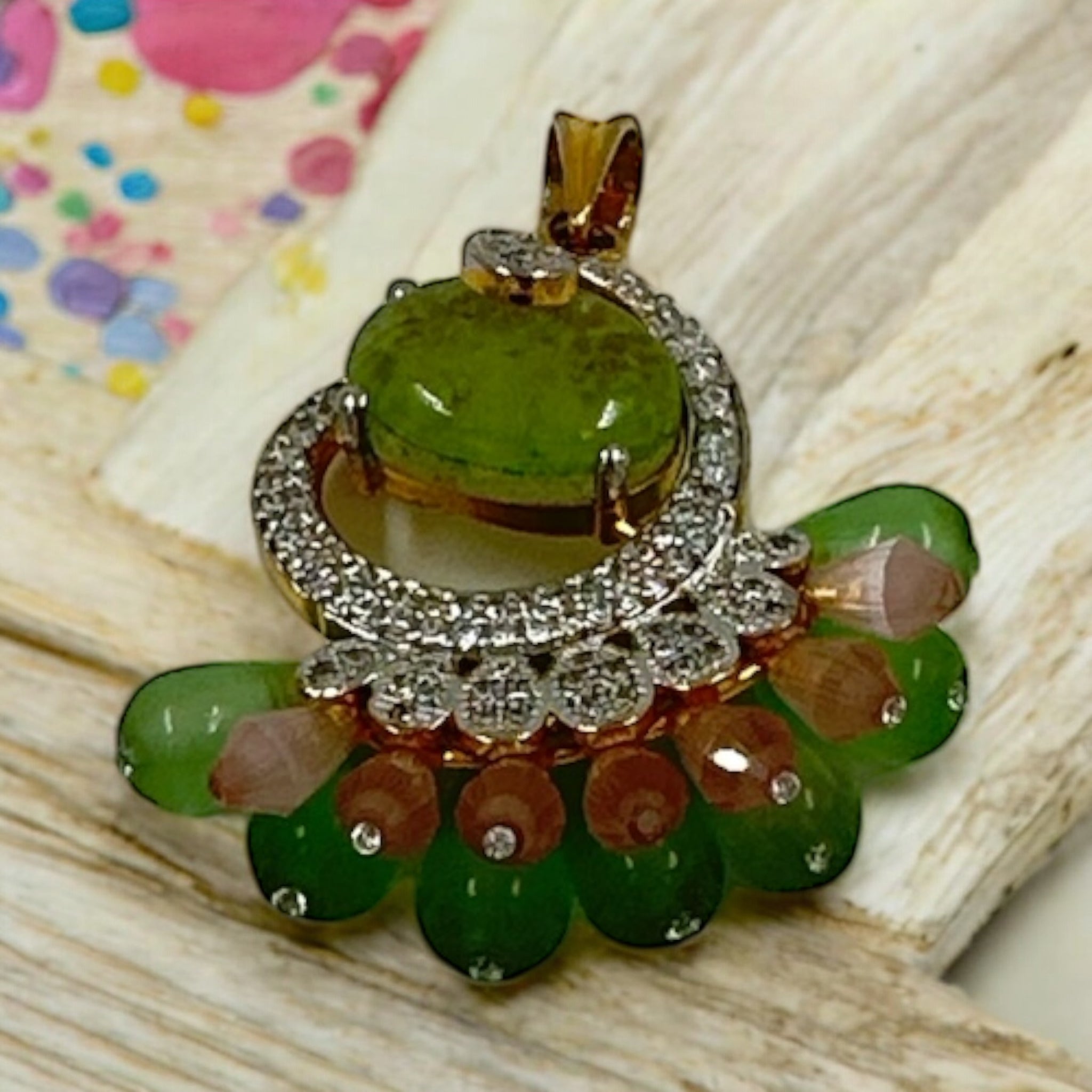 Precious Pendant 92.5 Silver Emarald With CZ Stone