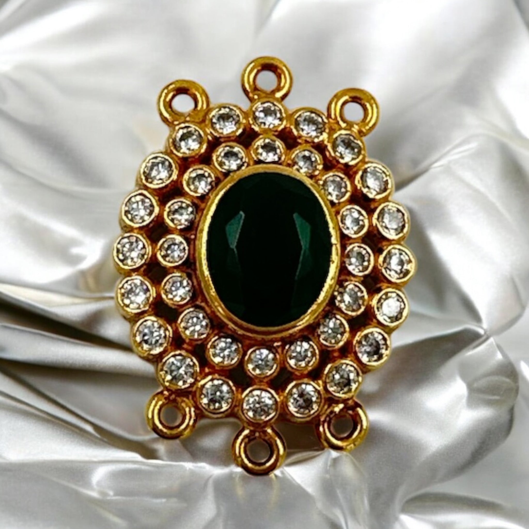 Precious Pendant 92.5 Silver Zircon With Emerald Stone Gold Polish