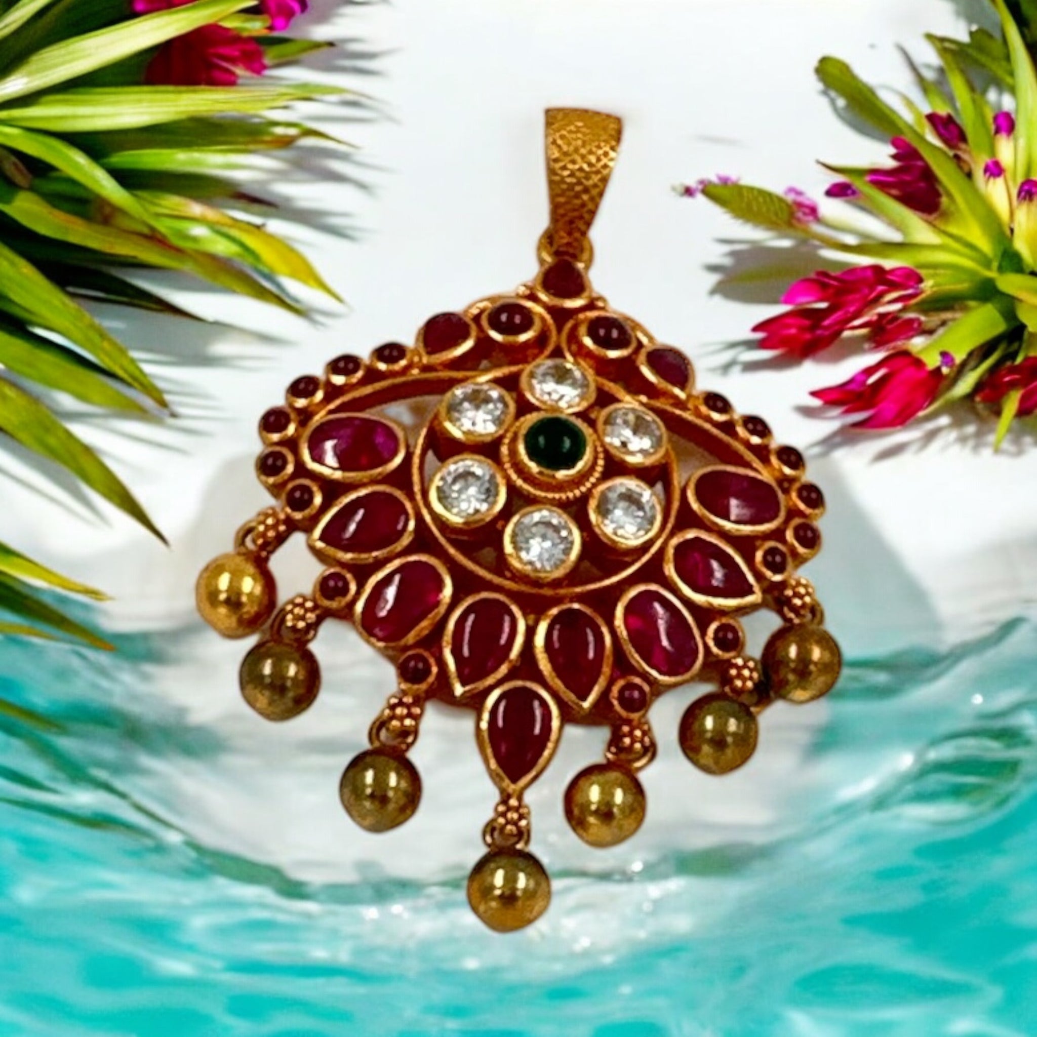 Precious Pendant 92.5 Silver Kundan design With Gold Polish