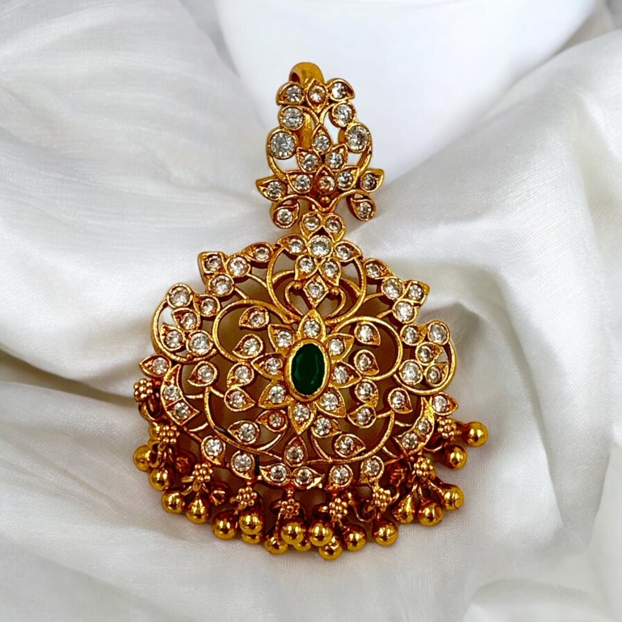 Precious Pendant 92.5 Silver CZ Stone  With Gold Polish