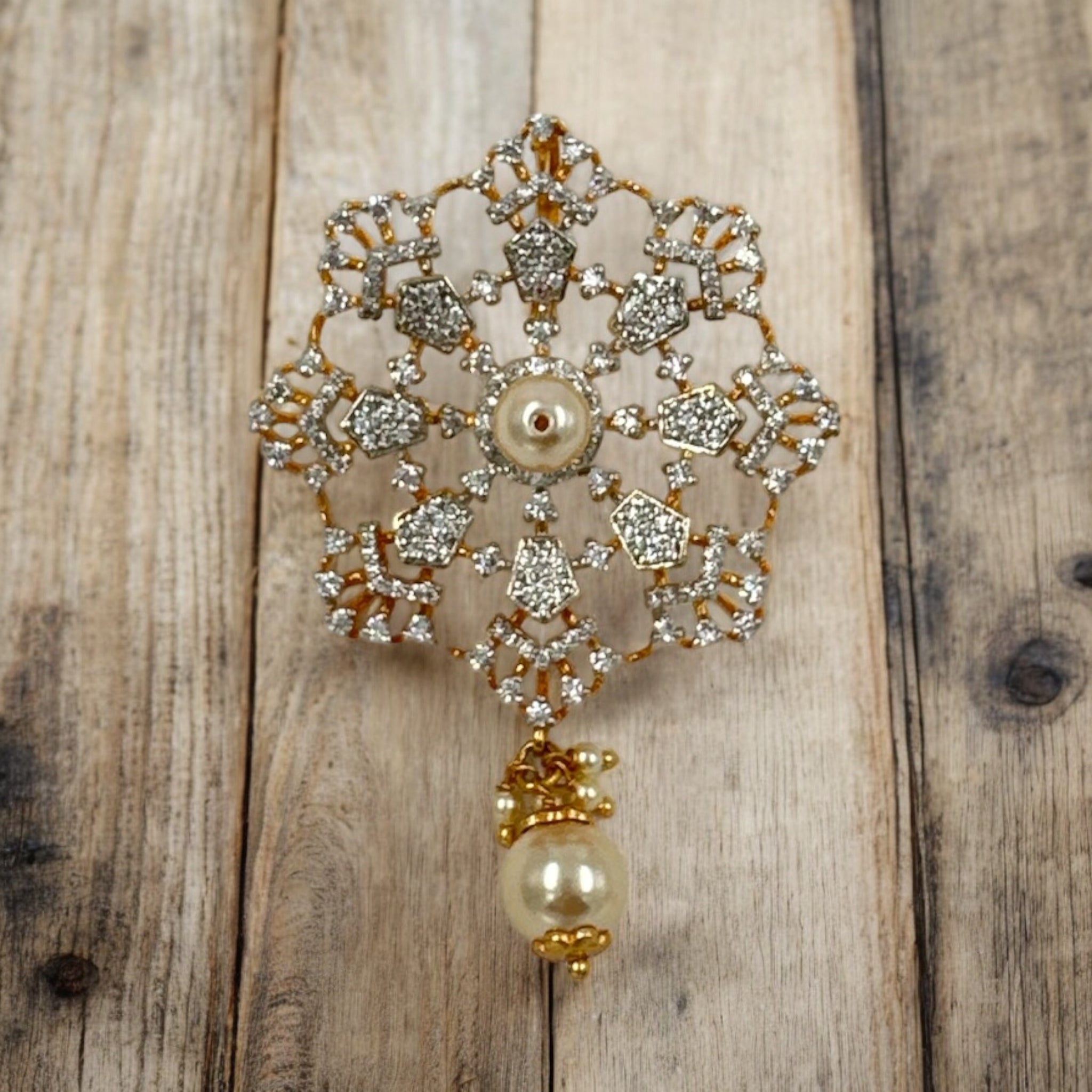 Precious Pendant 92.5 Silver CZ Stone With Gold Polish