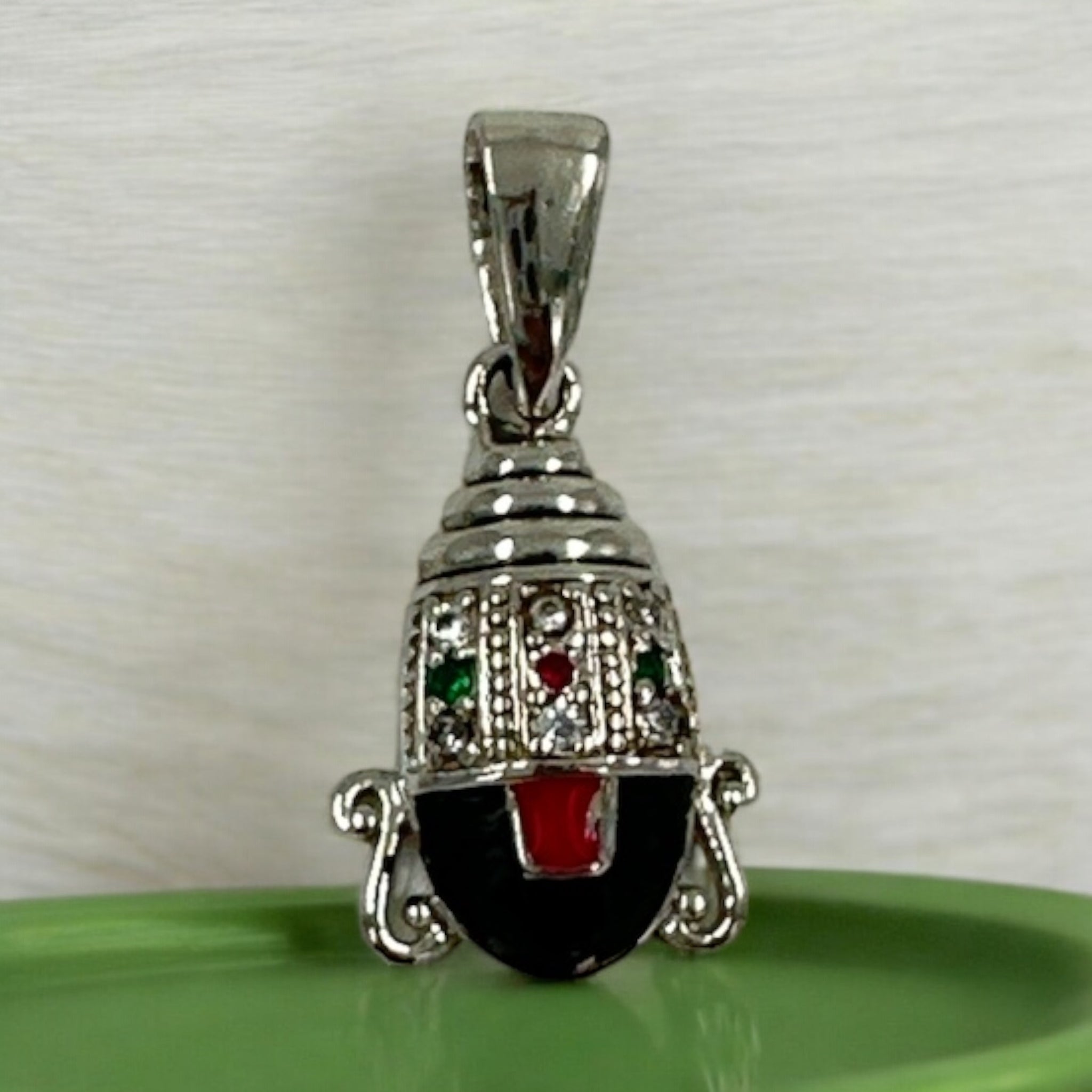 Balaji Pendant 92.5 Silver Balaji Design CZ Stone With Silver Polish