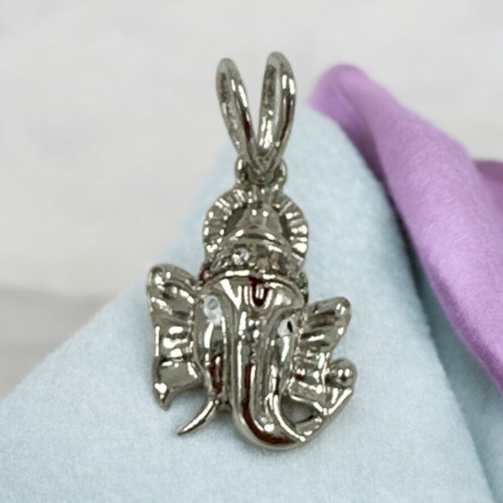 Ganapathi Pendant 92.5 Silner Ganesh Design  With Silver Polish