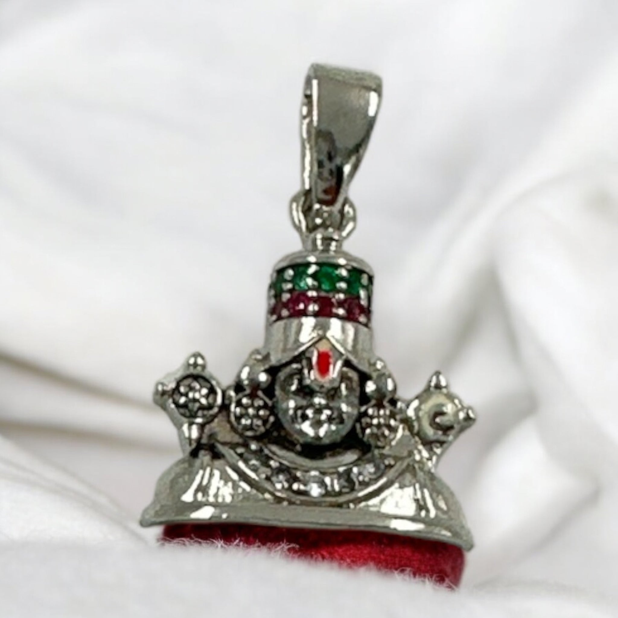 Balaji Pendant 92.5 Silver Balaji design CZ Stone With Silver Polish