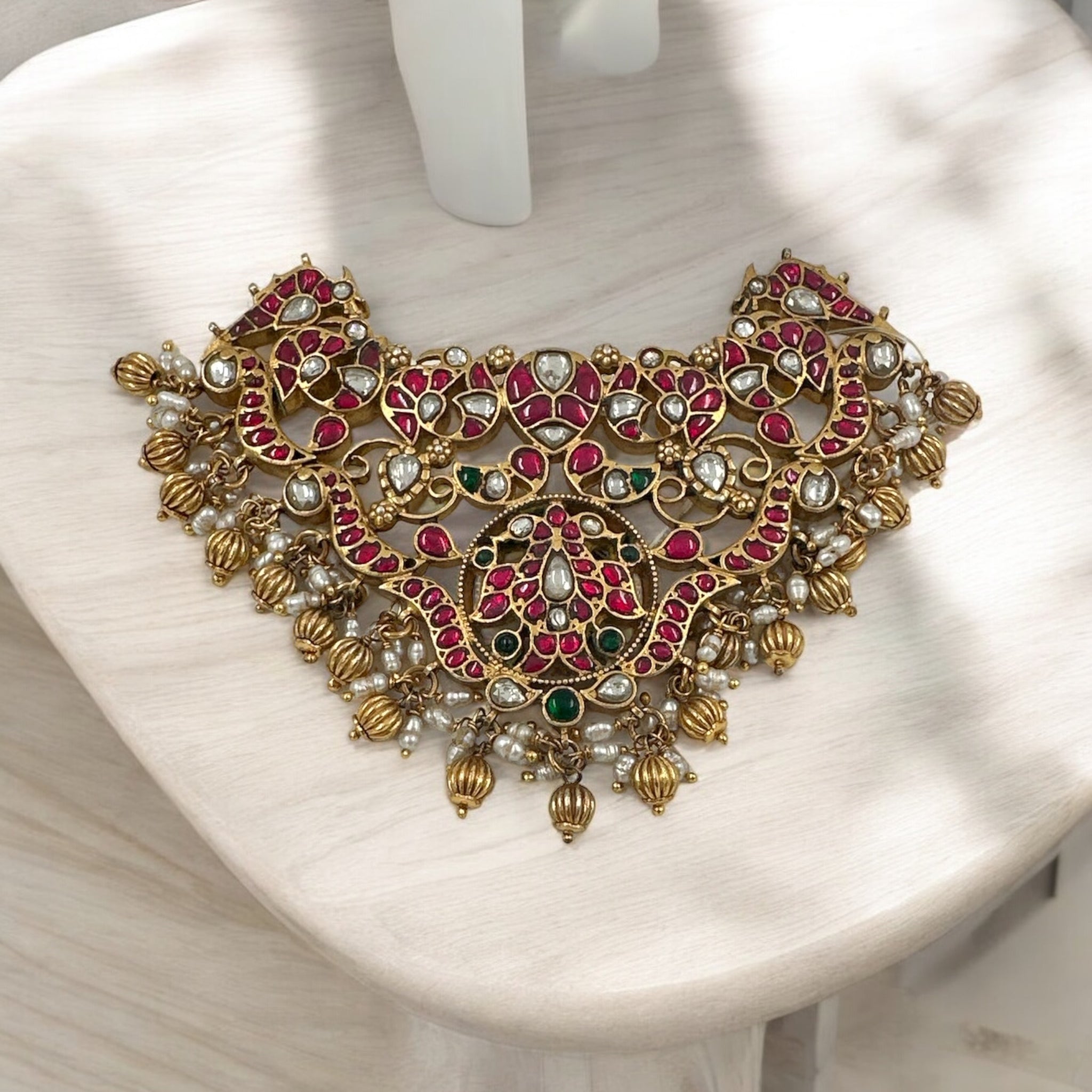 Precious Pendant 92.5 Silver Kundan Cz Stone With Gold Polish
