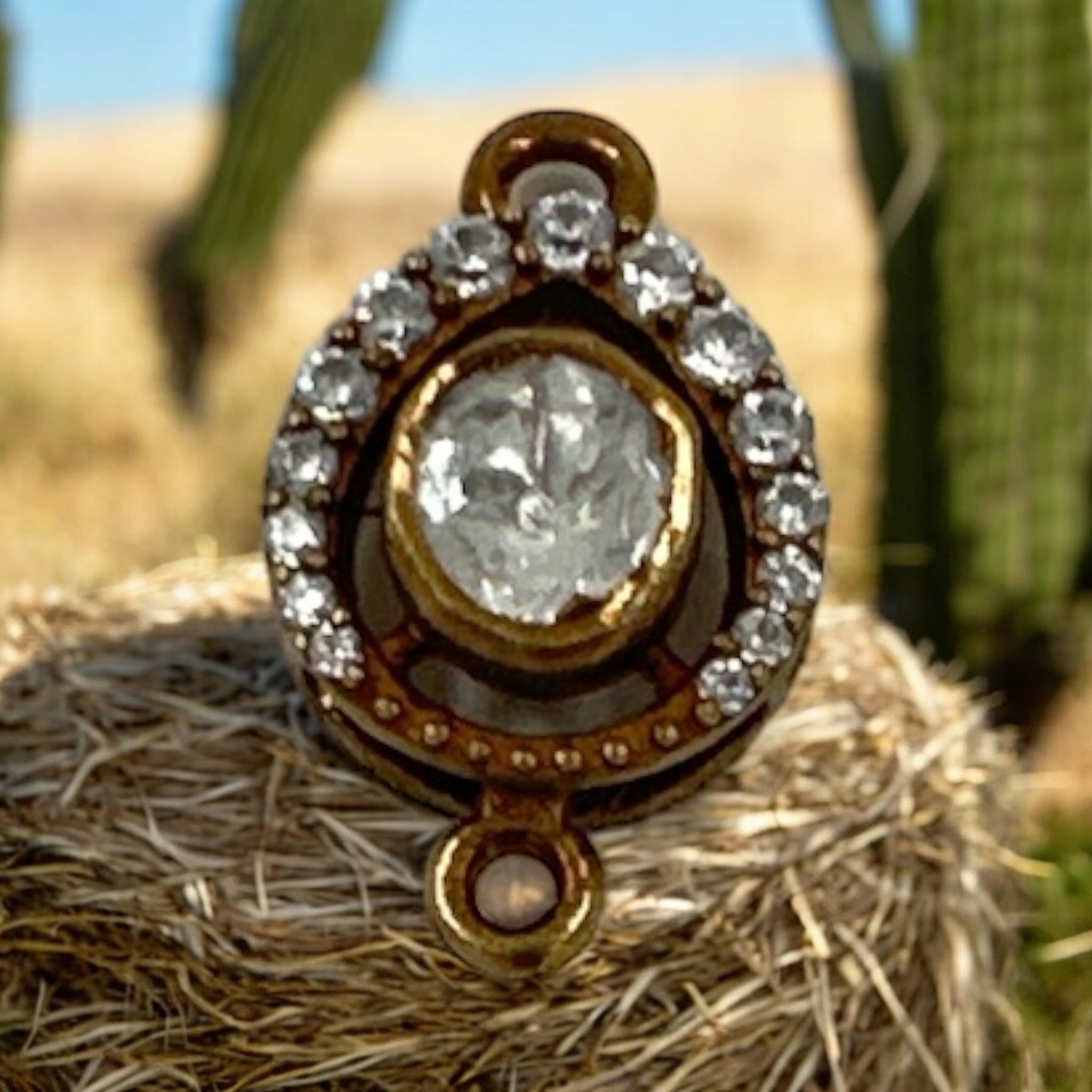 Precious Victorian Pendant 92.5 Silver Moissanite Stone With victorian Polish