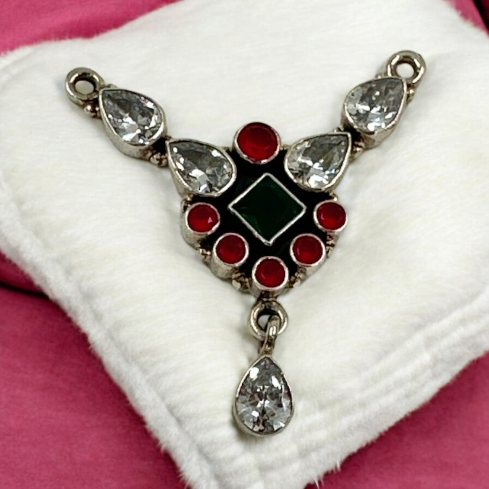 Precious Pendant 92.5 Silver CZ Ruby Stone With Silver Polish