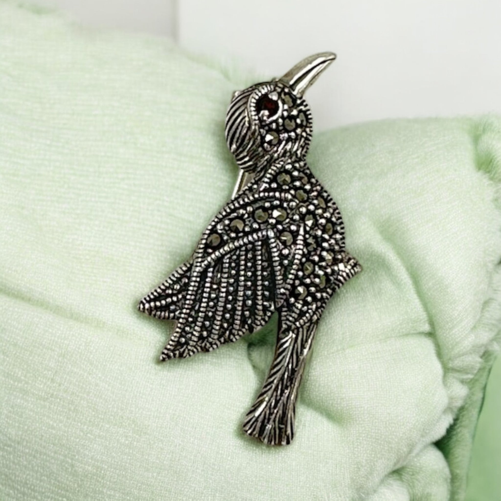Precious Saree Pins 92.5 Silver Bird shape and Marker stone