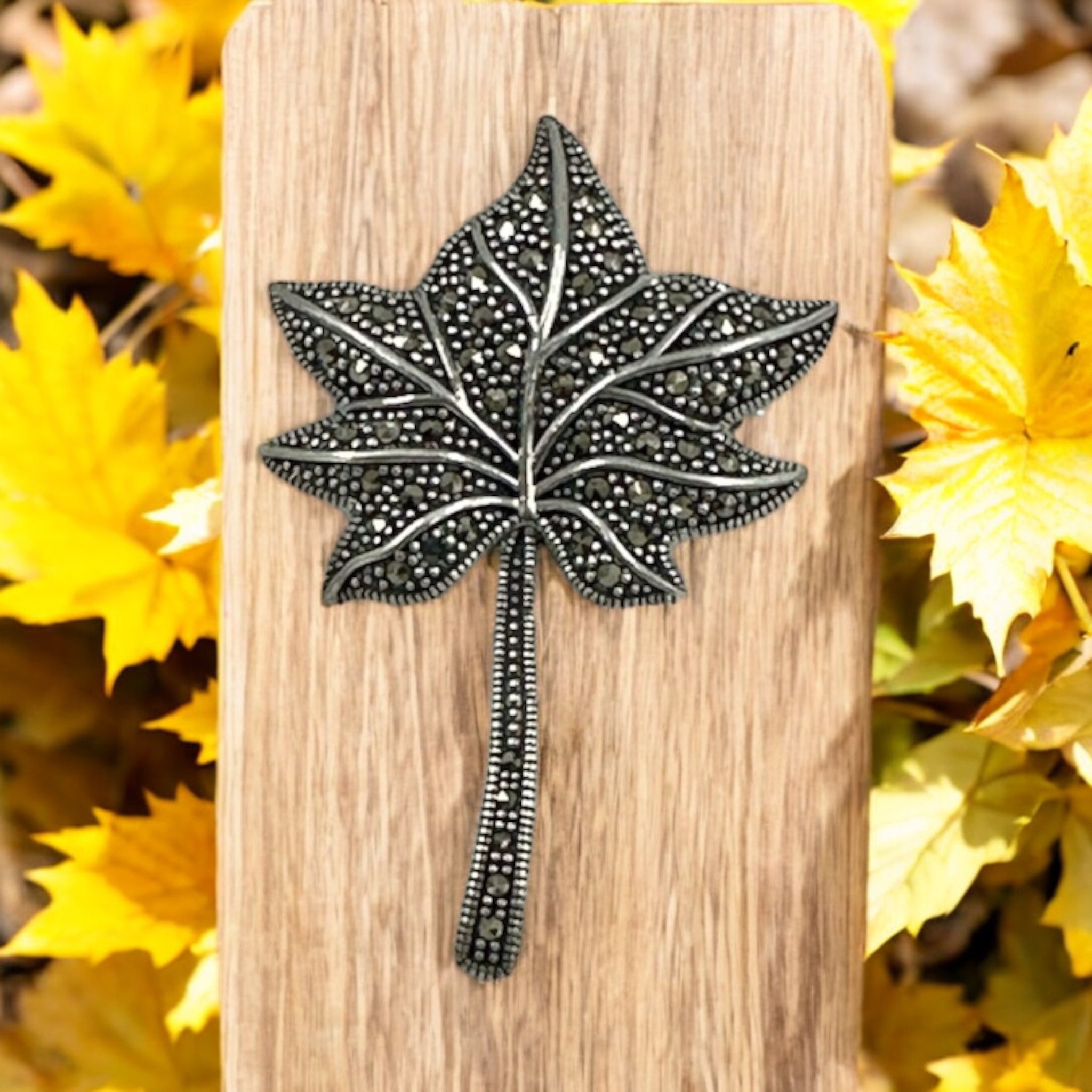 Saree Pins  Marker stone with leaf Disign 92.5 Silver
