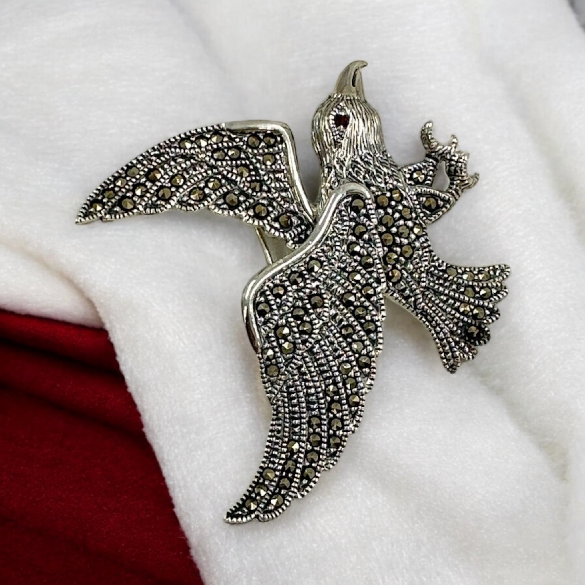 Saree Pins  with Eagle Shape and Marker Stone 92.5 Silver