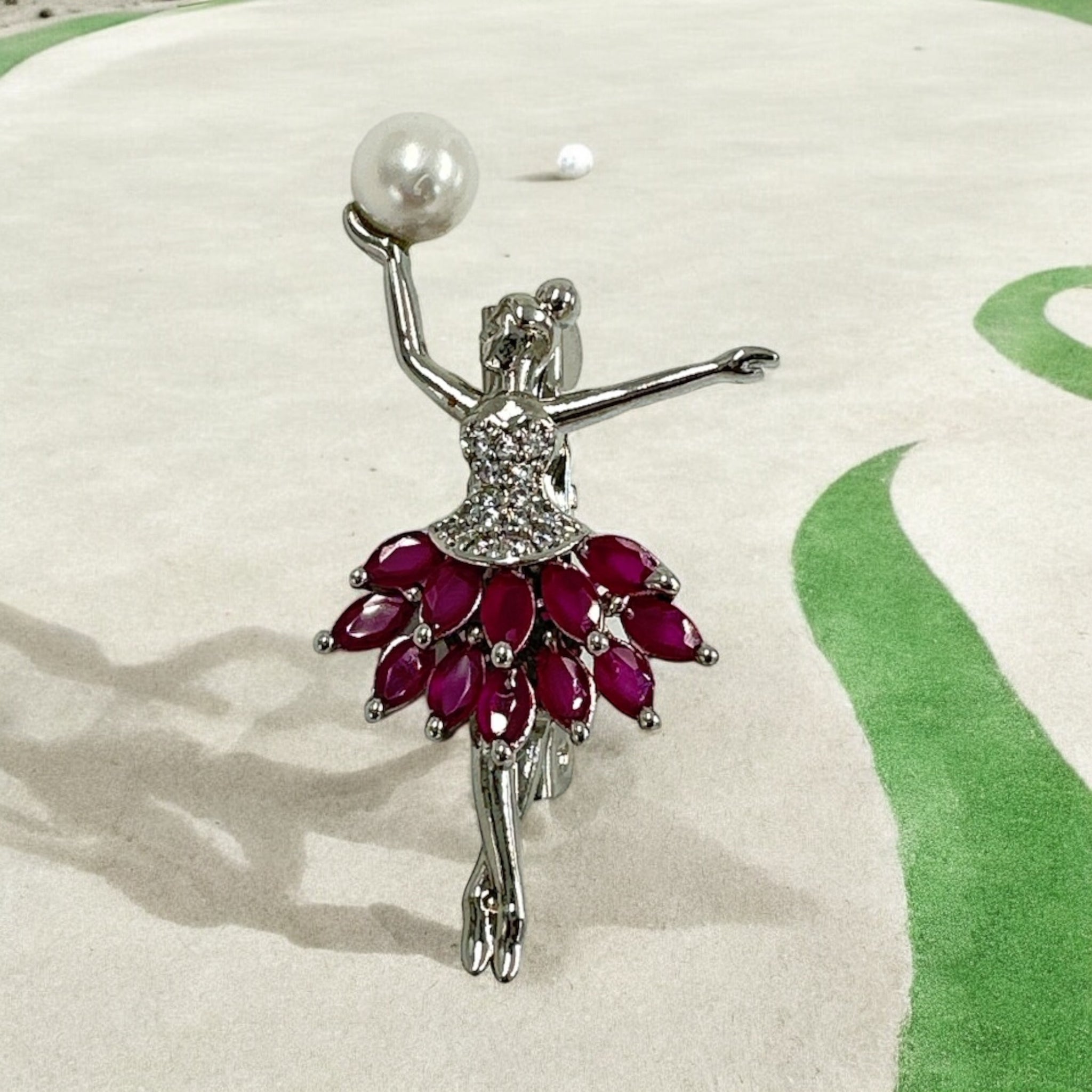Saree Pins with   CZ And Ruby Stone 92.5 Silver