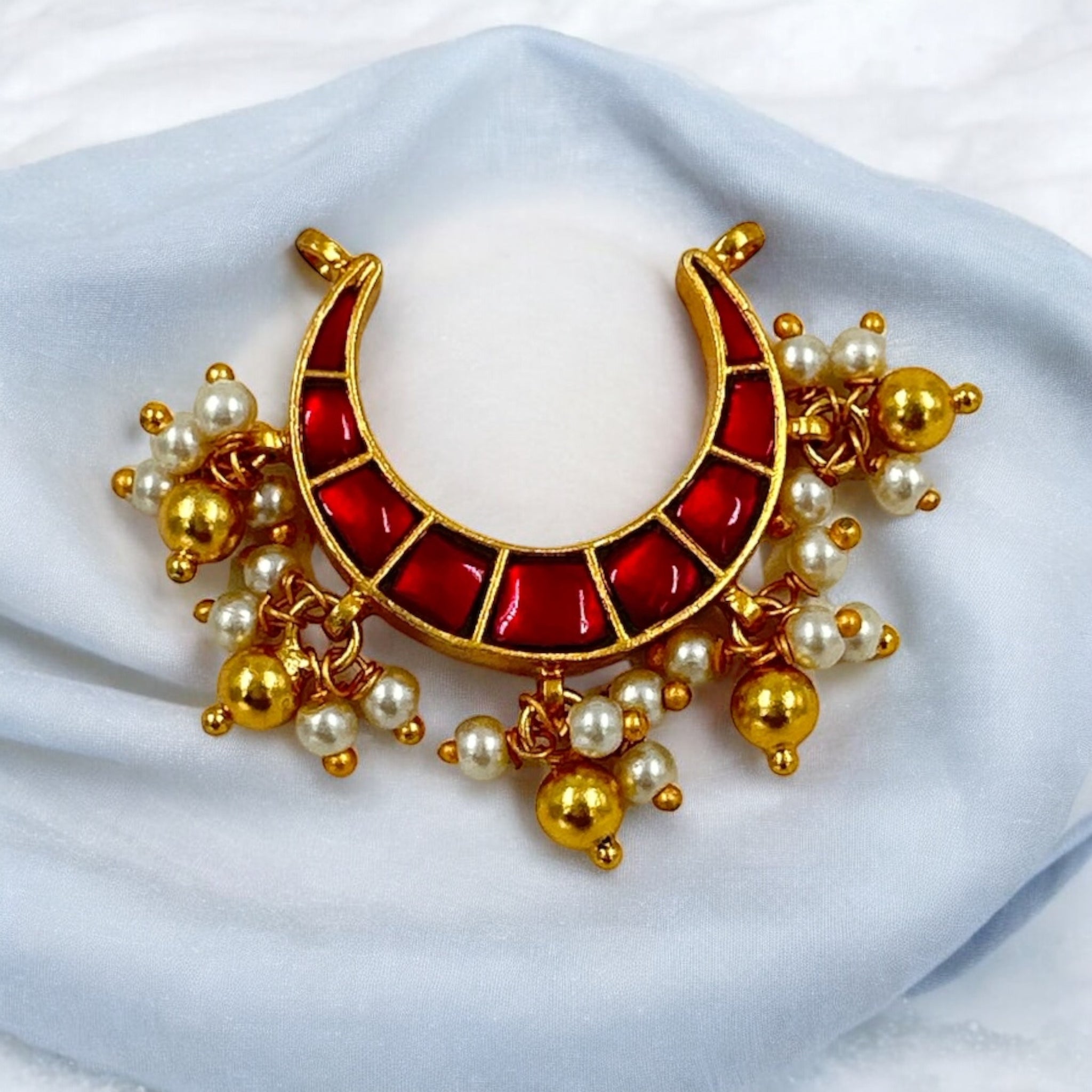 Precious Pendant 92.5 Silver Kundan Design With Gold Polish