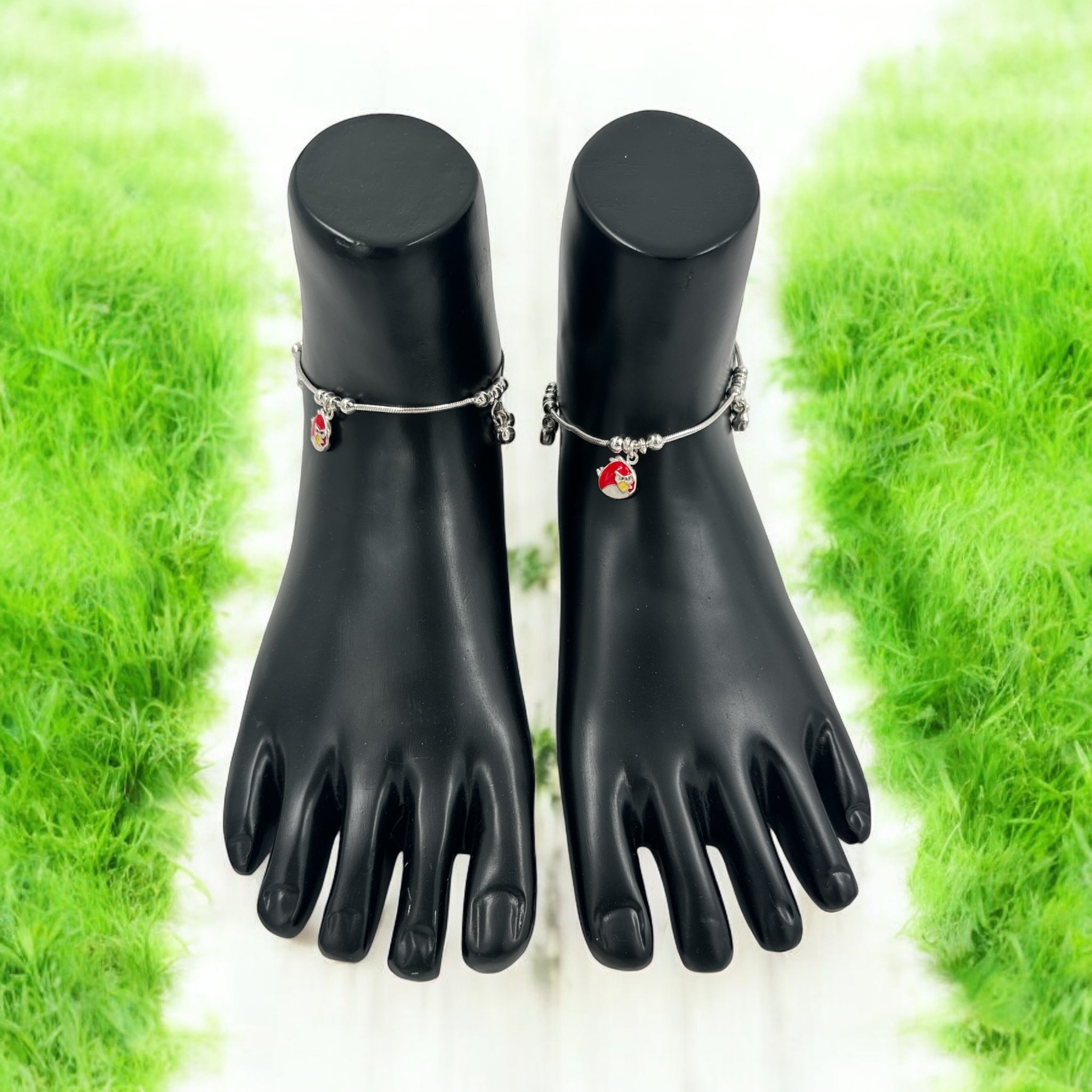 Anklets with Silver Balls and Hanging
