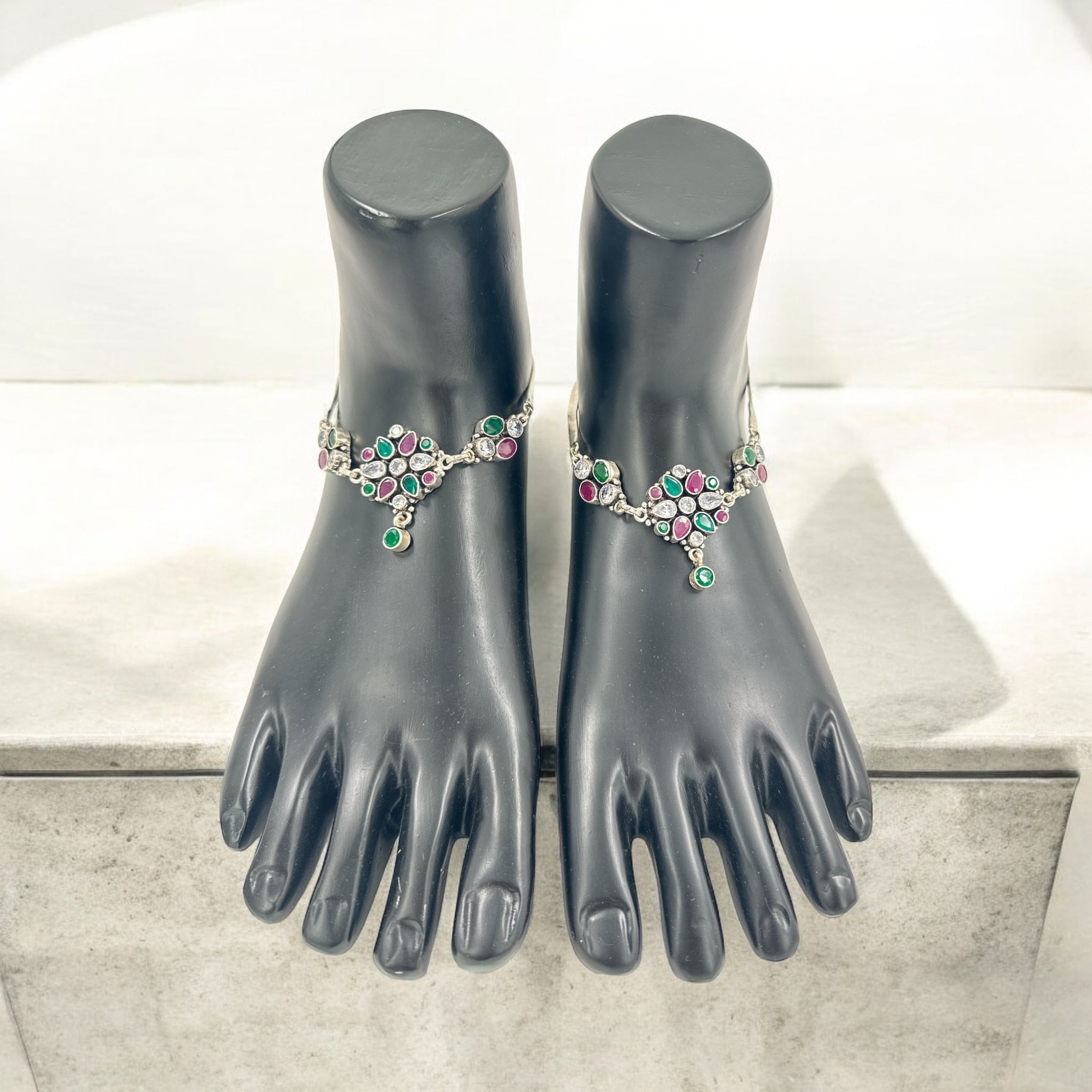 Anklets  with CZ and Emeralds
