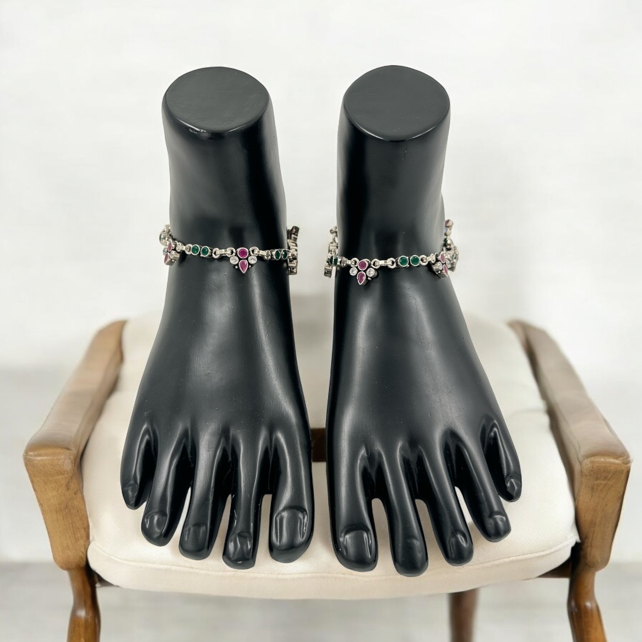 Anklets with CZ Stone and Ruby