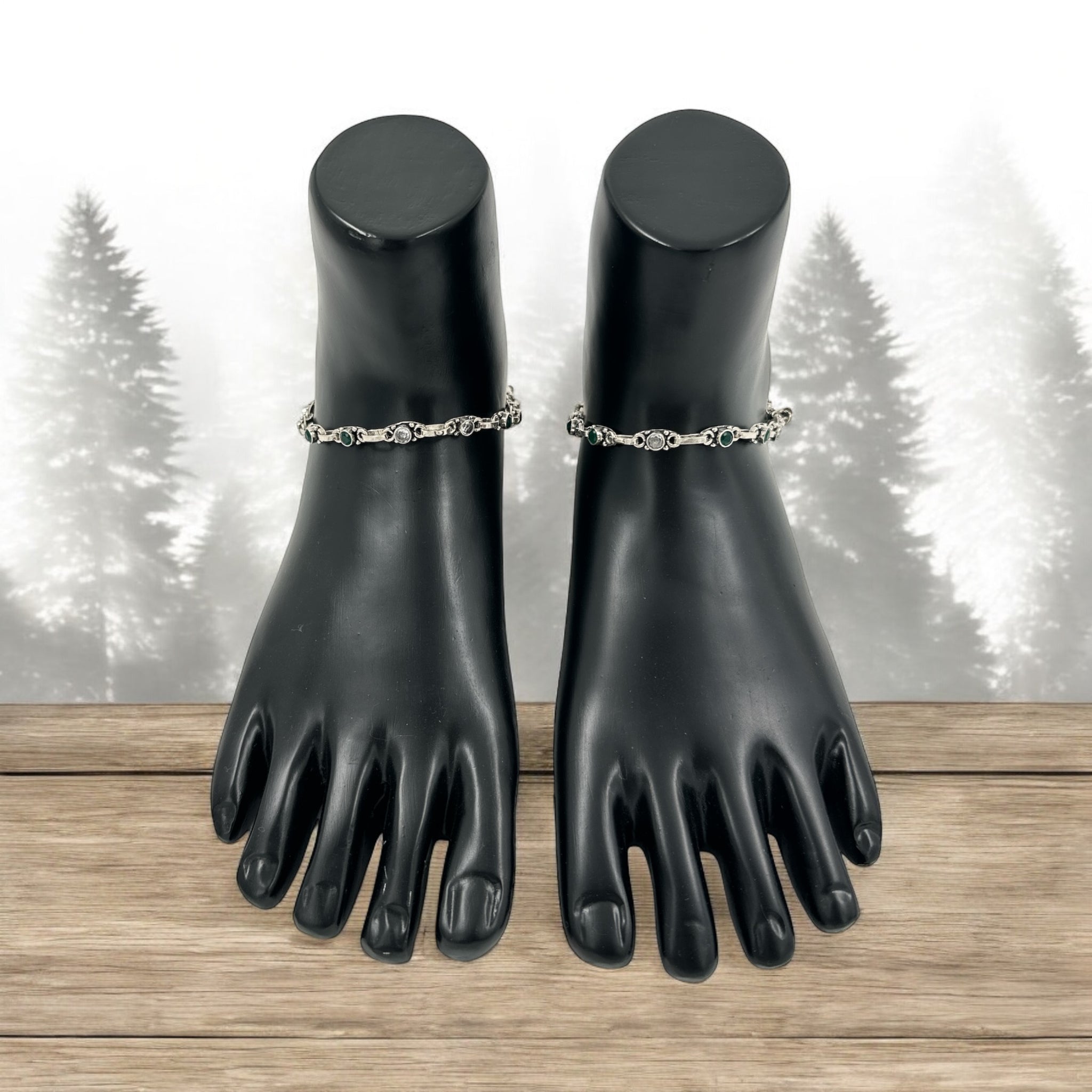CZ Stones With Silver Polish Anklets