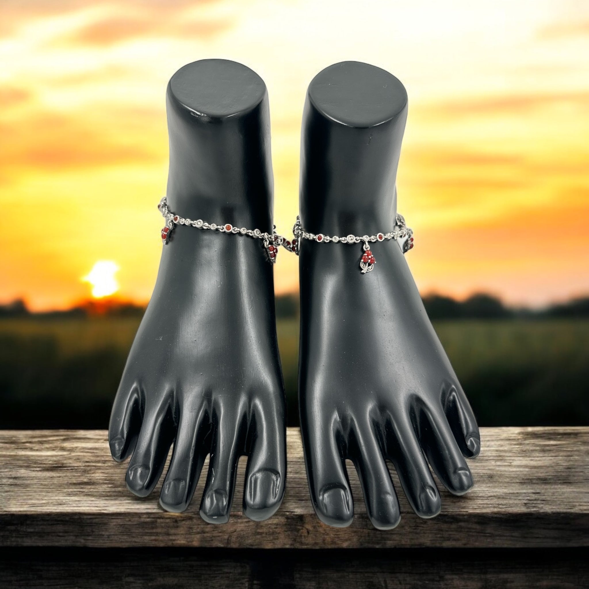 Marker Stone With Ruby Anklets