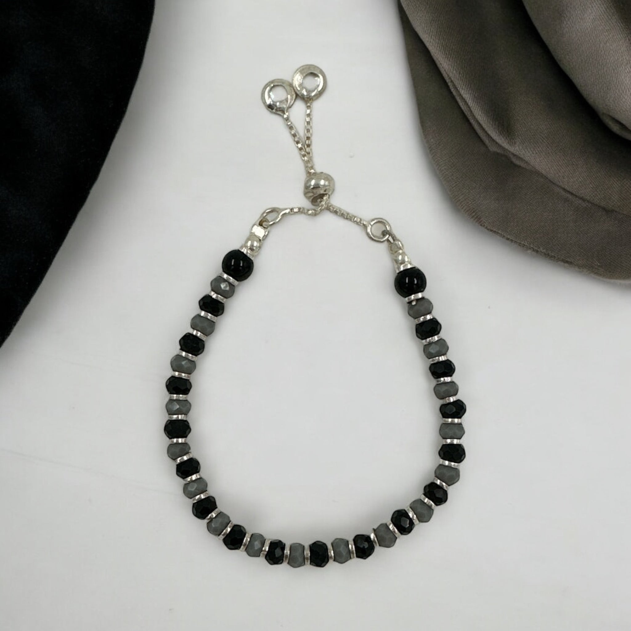 Black Beads With Chain Anklets