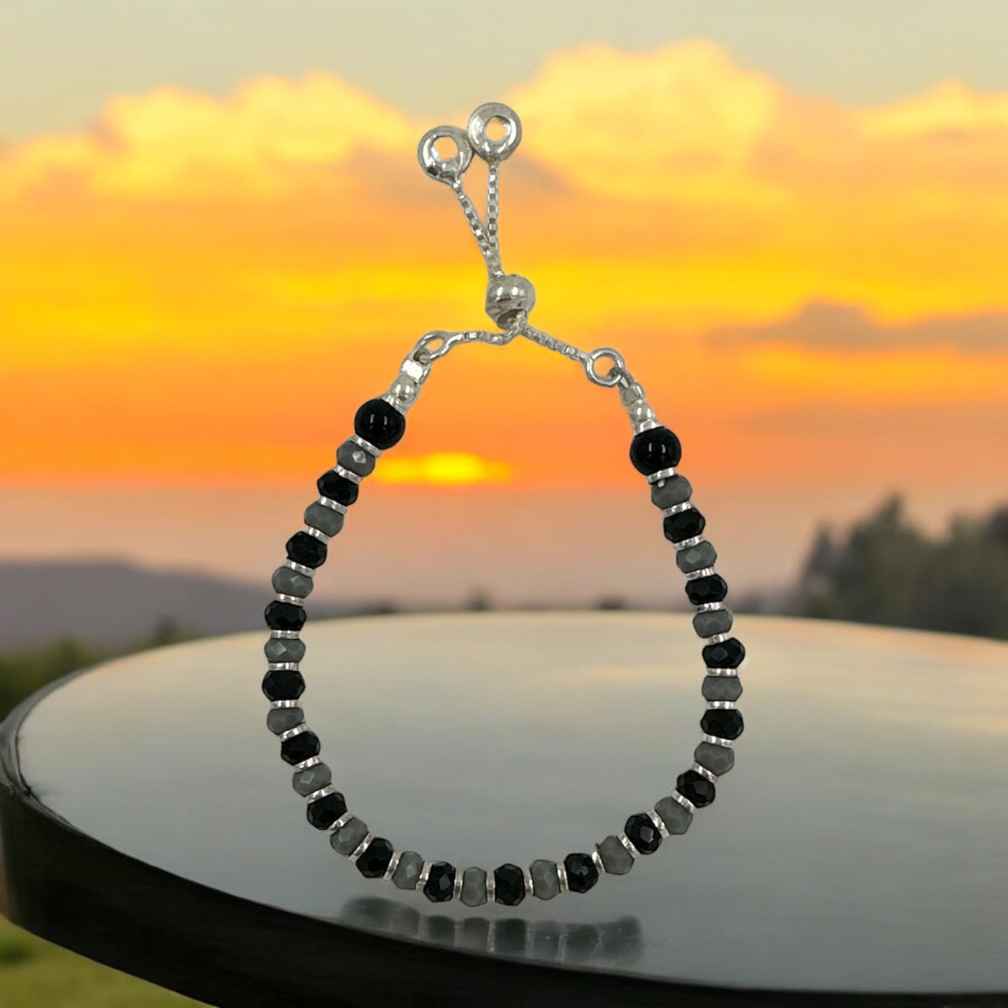 Anklets  Black Beads With Chain