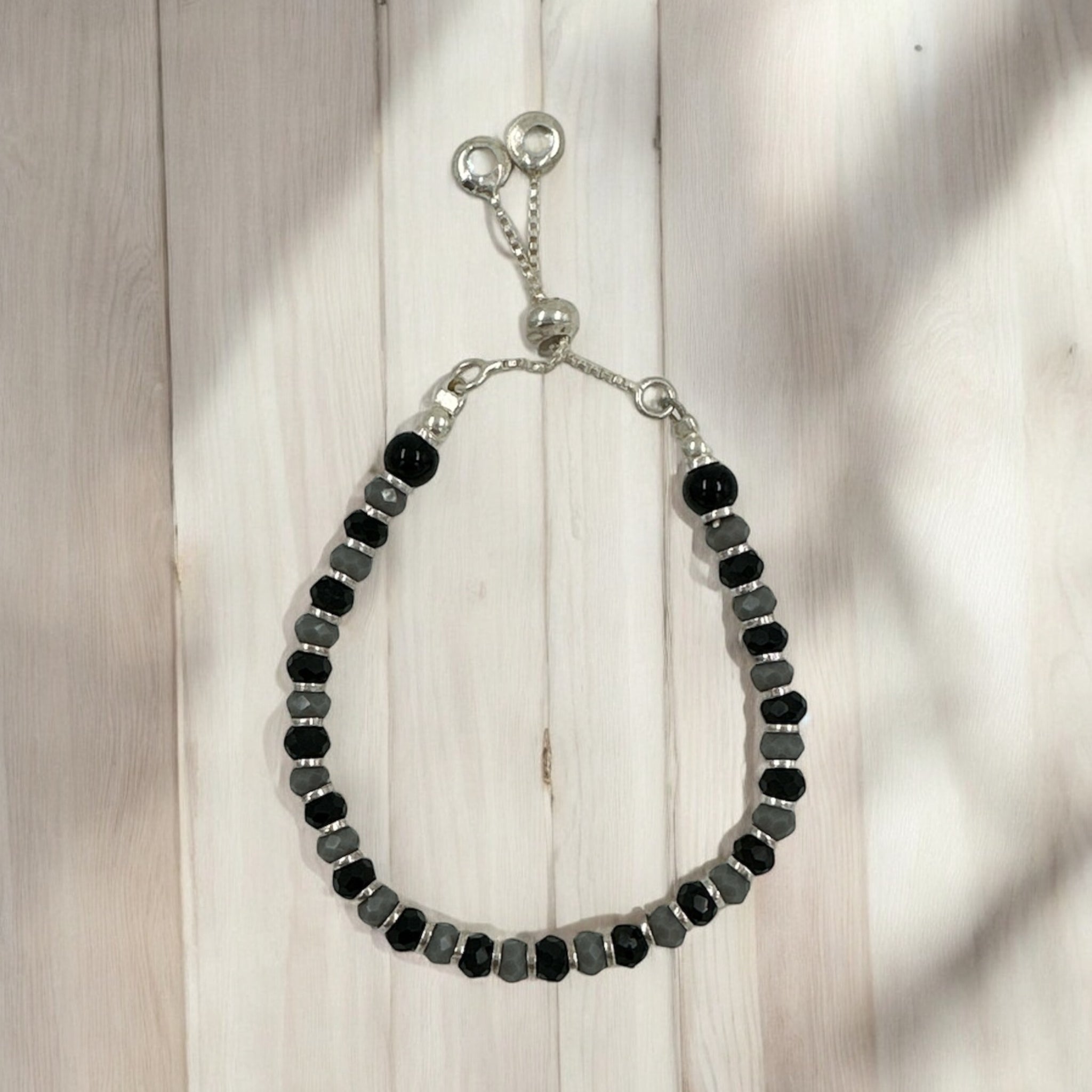 Black Beads With Chain Anklets