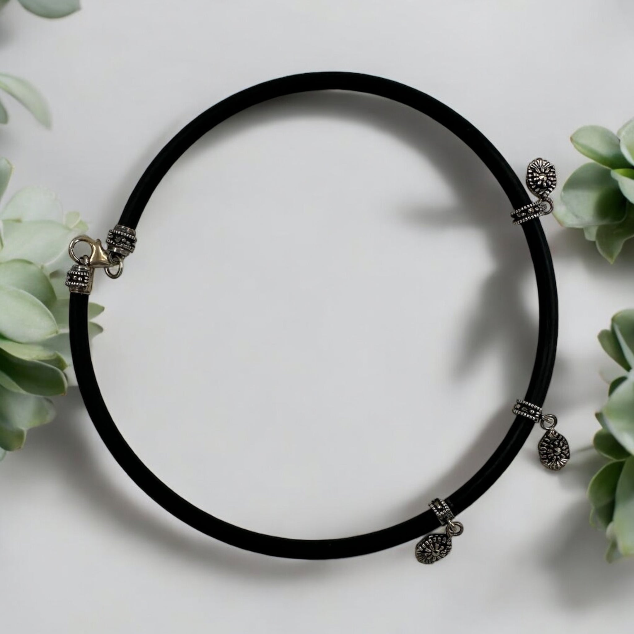 Black Elastic Anklets With Hanging